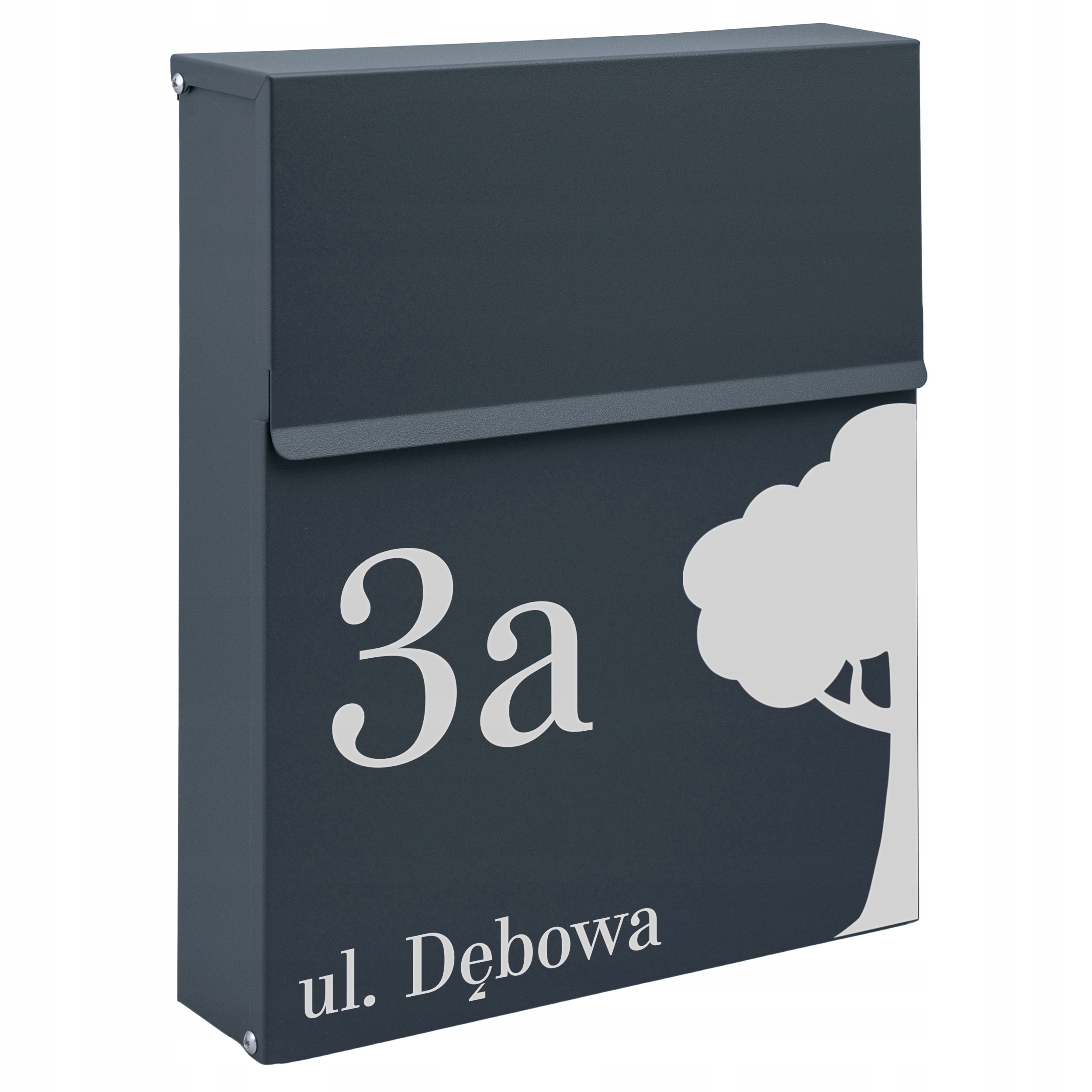 Antracitová Poštovní Schránka Slim Na Dopisy S Vaší Adresou Nápis Vzor 6