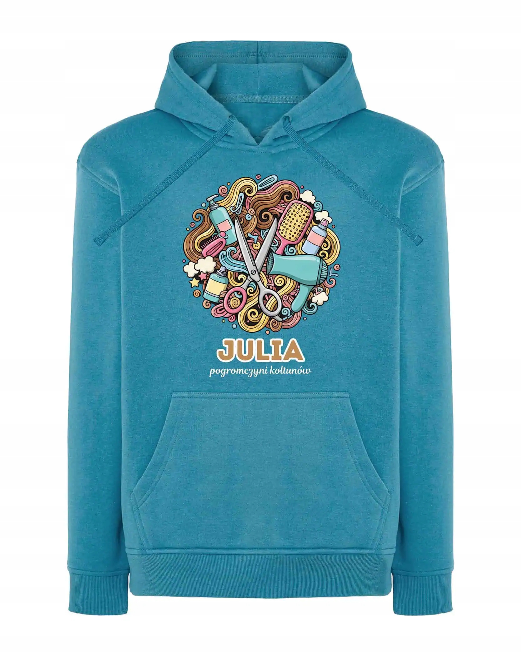 Mikina s kapucí Kadeřník Personalizovaná Ilustrační Modrá L