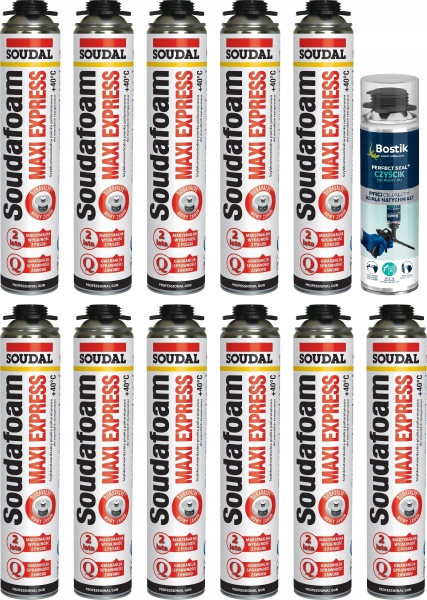 Soudal vysoce výkonná montážní pěna Maxi Express 870 ml 11 Ks čistič