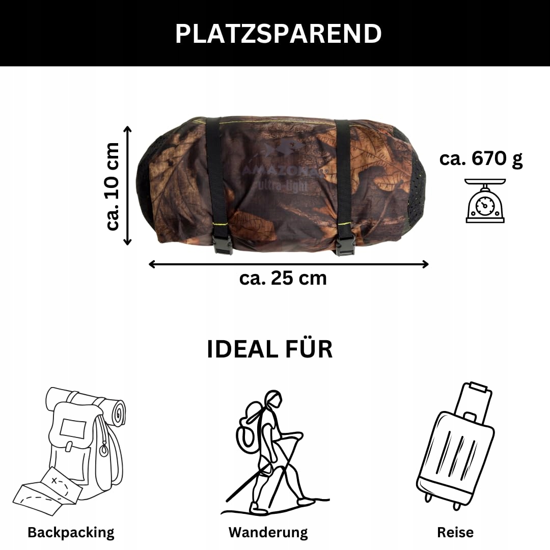 AMAZONAS Ultralekki Tarp Turystyczny 650g Ochrona Przed Deszczem — miniatura 4