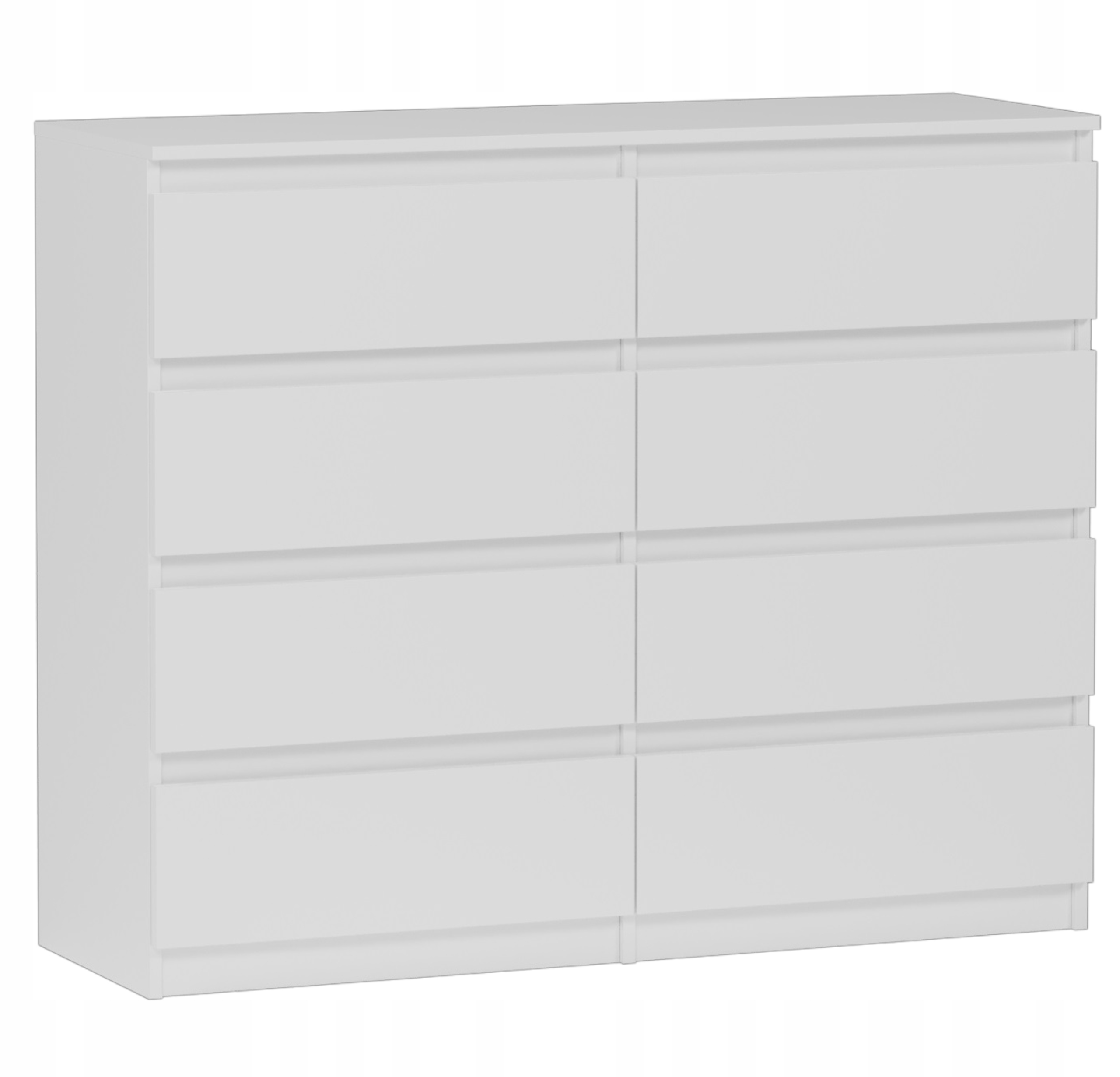 Moderní Komoda 120CM Skříňka 8 Zásuvek Bílá Pl