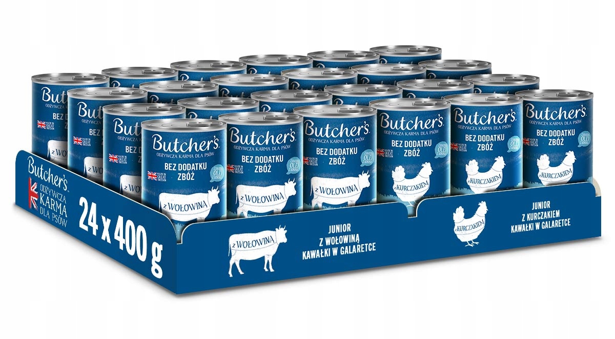 Mokra karma dla psa Butchers Junior zestaw mix smaków 400g x 24szt