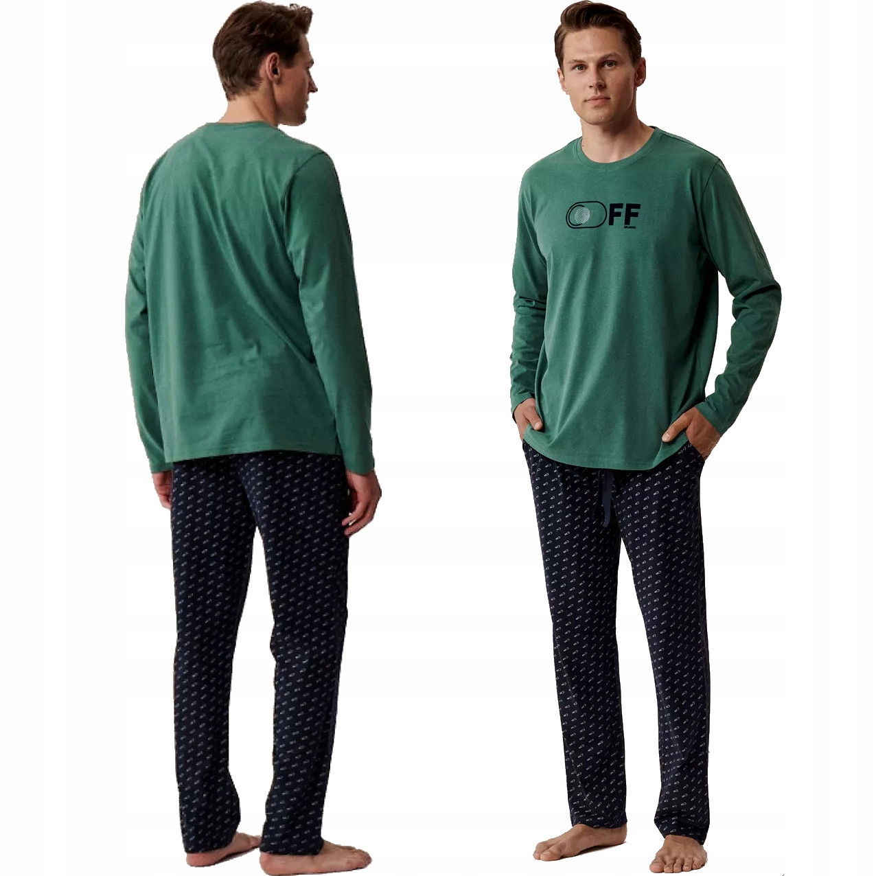 Pánské Pyžamo S Dlouhým Rukávem A Kalhotami Atlantic NMP390/ZIE/GRA/M