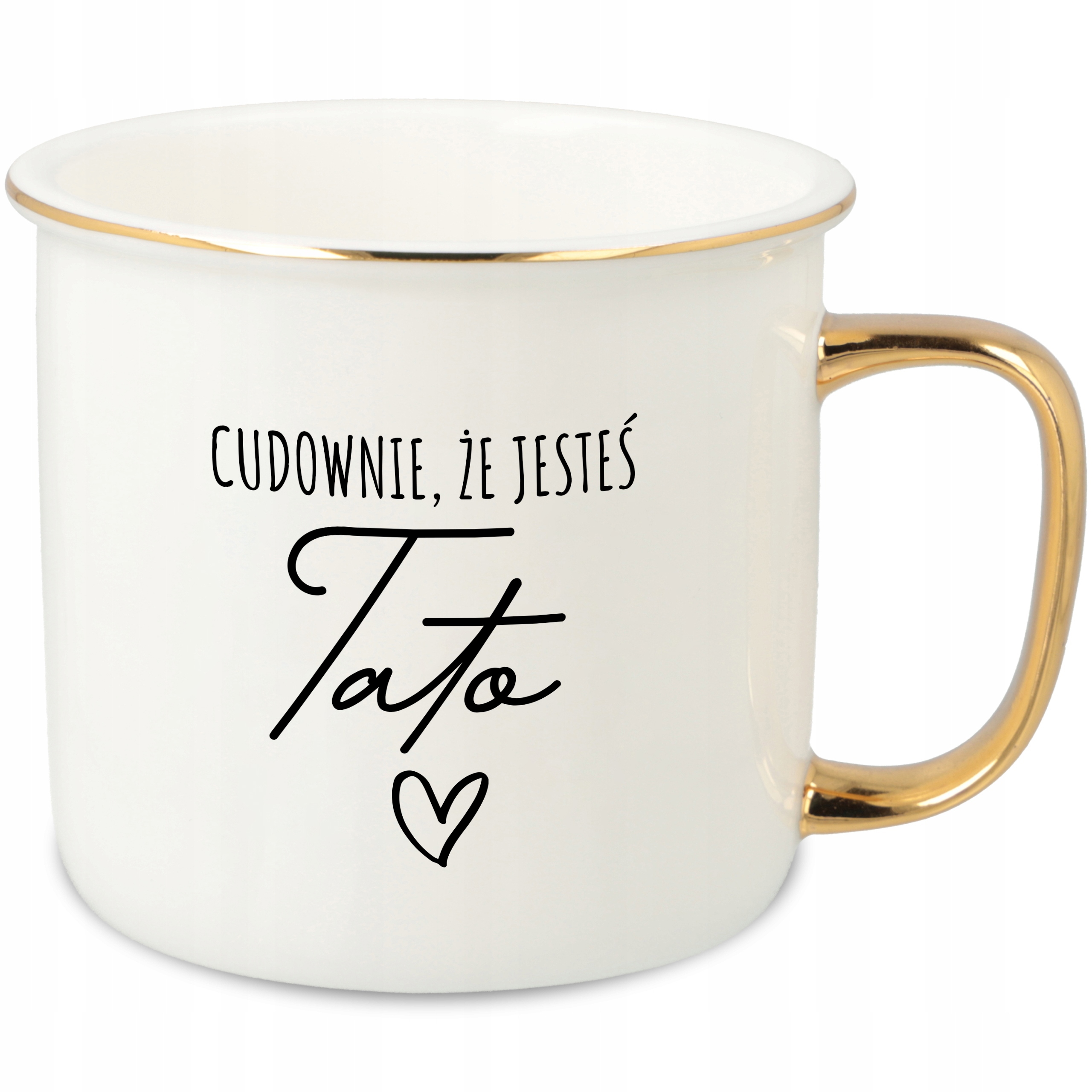Hrnek Ucho Forma Zlatý Porcelánový Retro 280ML Dárek Pro Tatínka MIX Vzorů