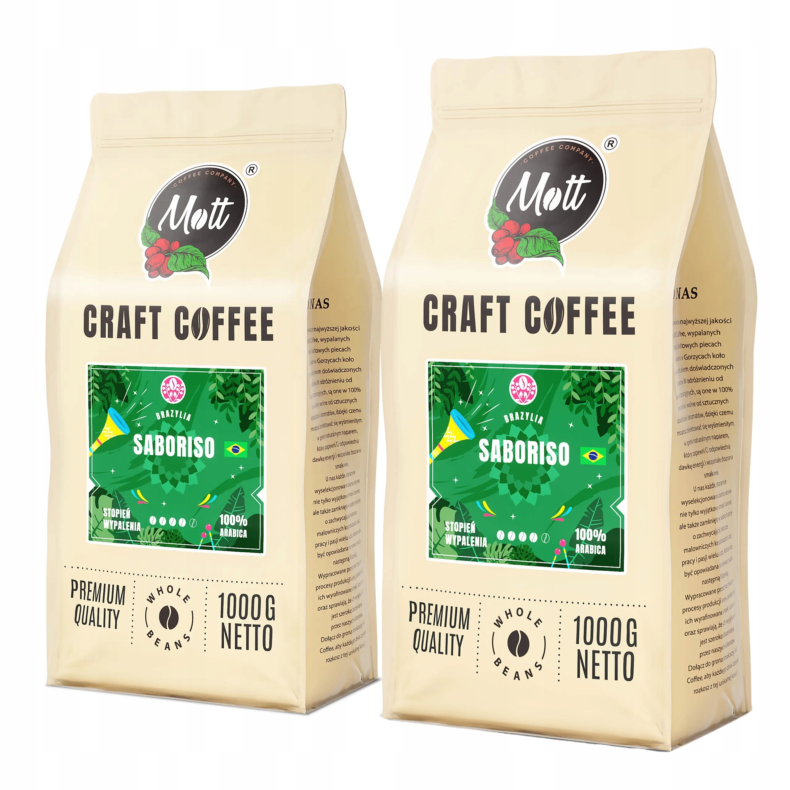 Levně Káva zrnková 2 kg 100% Arabica Čerstvě pražená Brazílie Saboriso