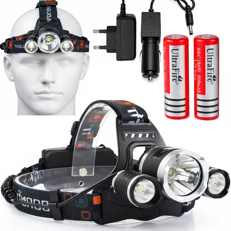 Latarka Czołowa 3x Led T6 Akumulatorowa na Baterie 18650 Bardzo Mocna Usb
