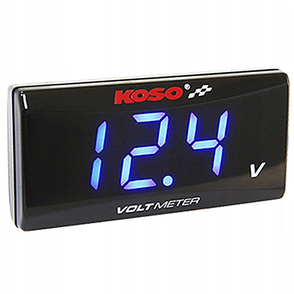 WOLTOMIERZ KOSO LCD LED SLIM CYFROWY MIERNIK NAPIĘCIA SAMOCHODOWY NIEBIESKI