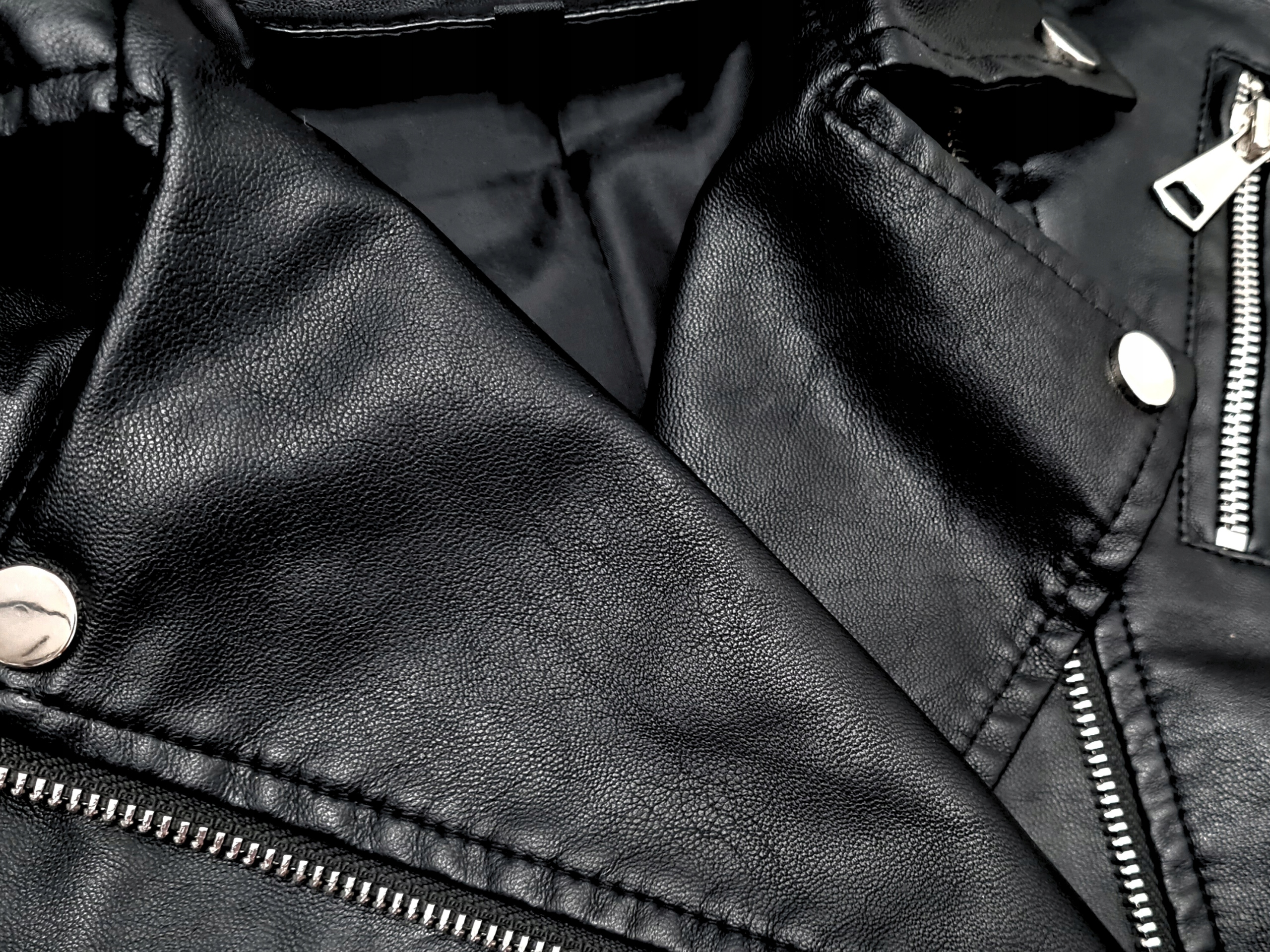 Klasyczna RAMONESKA CZARNA Eko Skóra, KURTKA WIOSENNA Damska, r. M Rozmiar M