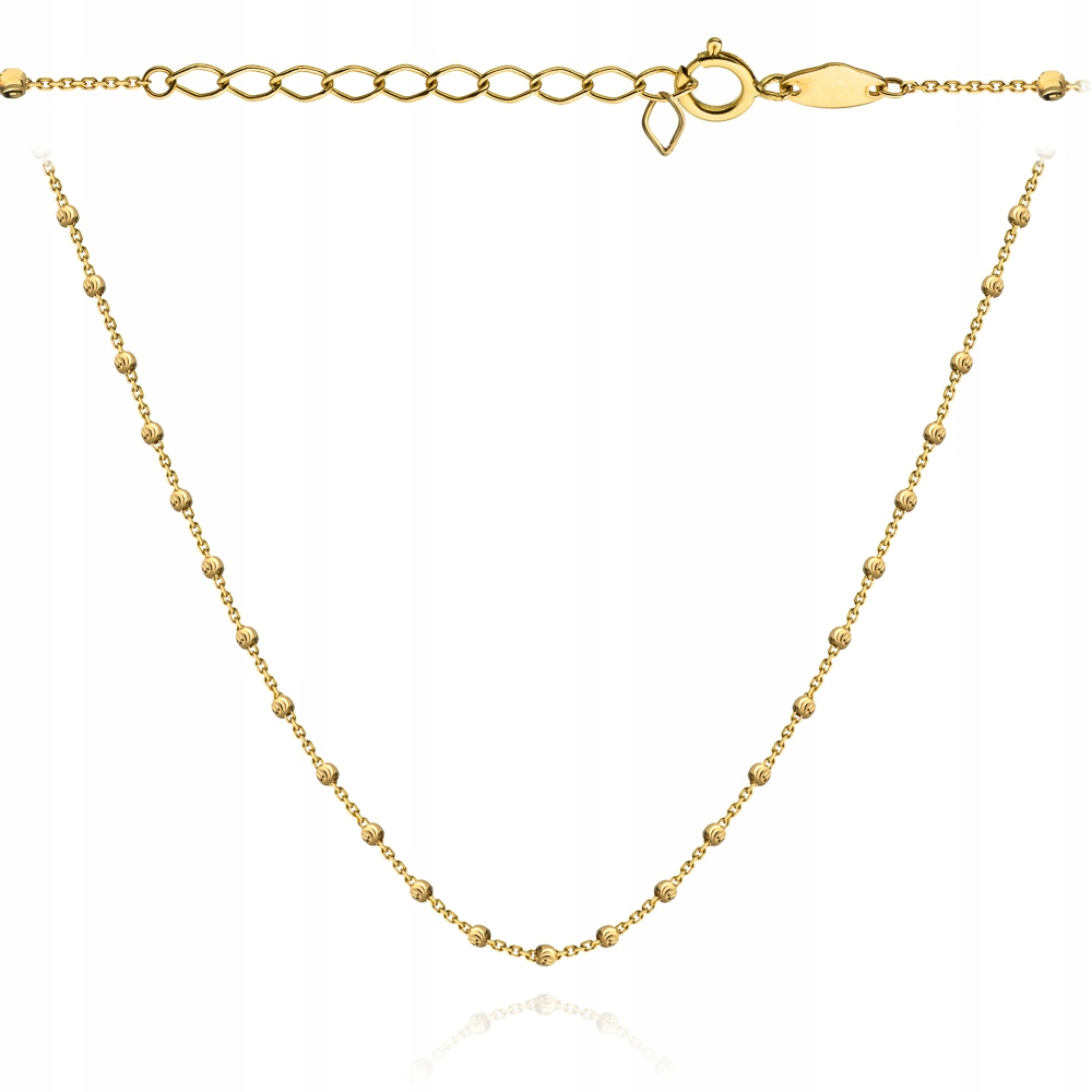 Náhrdelník zlatý 585 Diamantové kuličky 42 cm lesklé kuličky 2.37 g