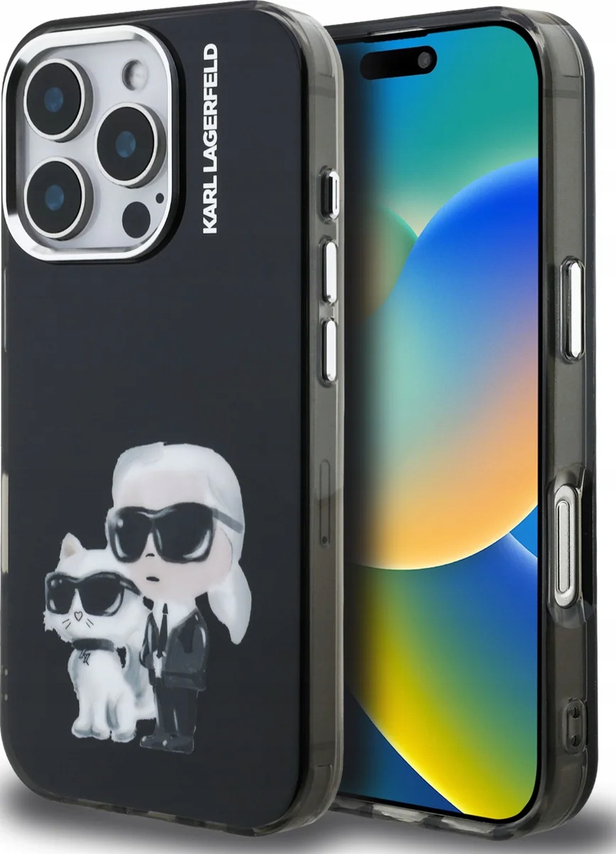 Etui Karl Lagerfeld IML Aquarelle Karl Choupette Logo na iPhone 16 Pro