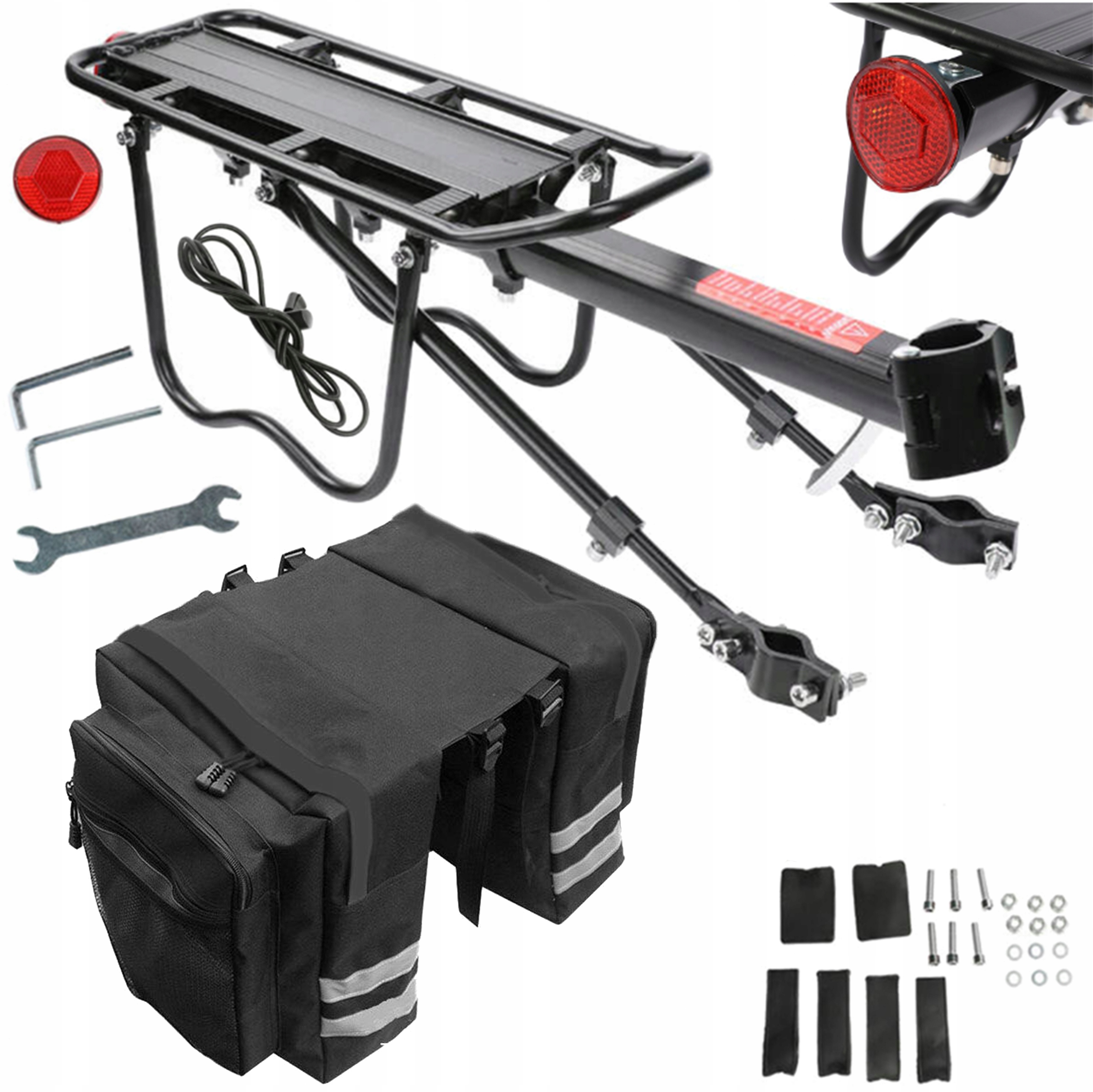 Bagażnik Rowerowy Aluminiowy Uniwersalny Mocny Torba Sakwy Zestaw