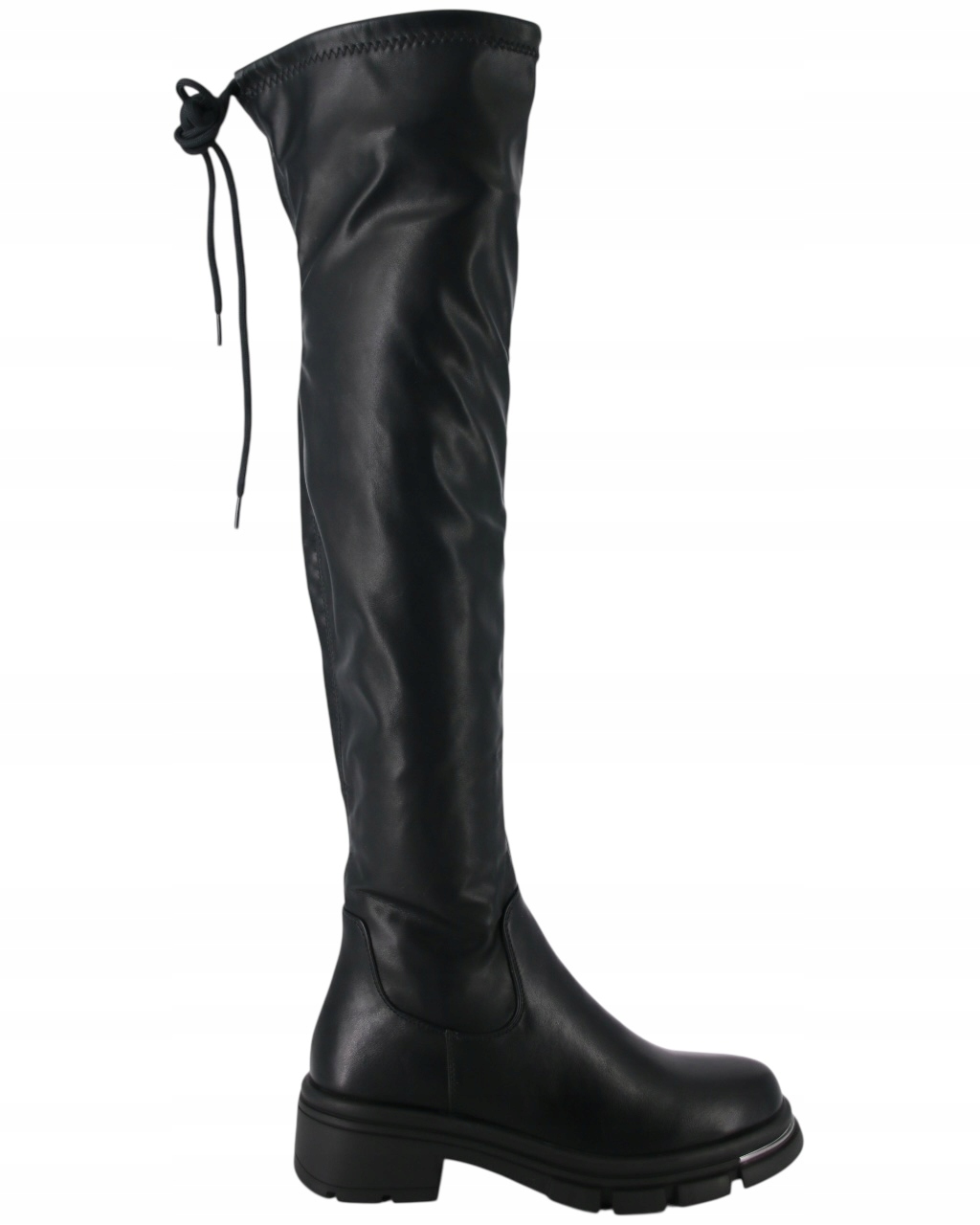 Kozačky Na Podpatku 4,5 cm Eko Kůže Dámské Boty Mušketýrky Za Koleno 39