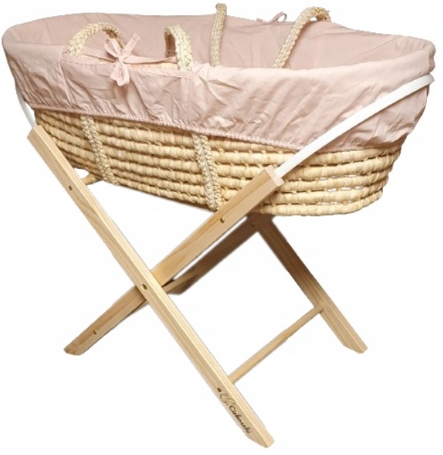 KOSZ MOJŻESZA CICHOSZKI PREMIUM Z POŚCIELĄ MATERACEM 3CM STOJAK DREWNIANY