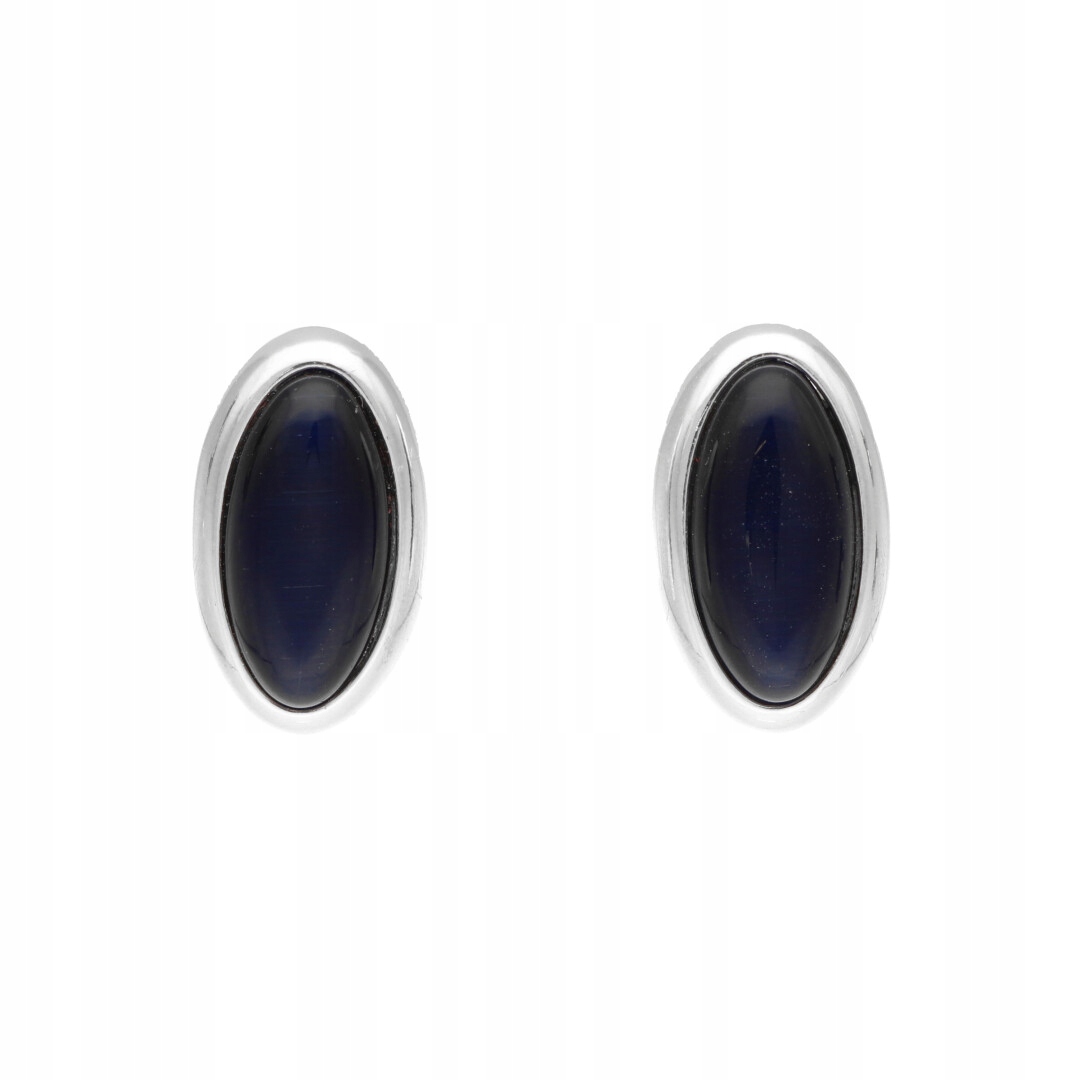 Oválné náušnice s modrým reliéfem stříbro