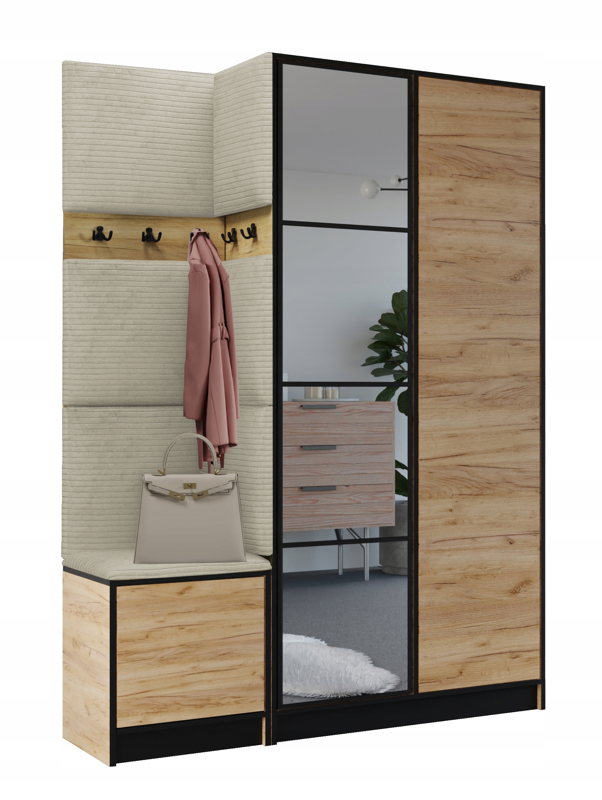 Šatní skříň Costa 13 dub craft zlatý tkanina poso 100 béžová Vzor 1