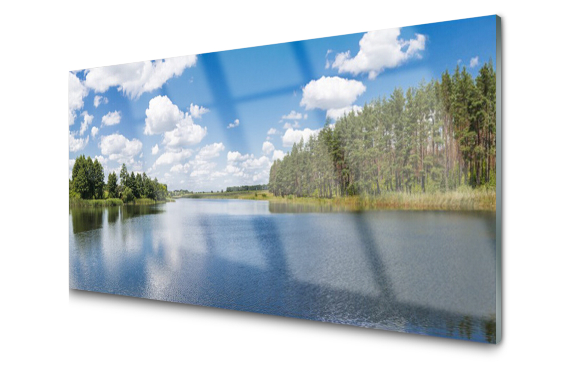 

Panel szklany Płytka Jezioro Las 140x70 + Klej