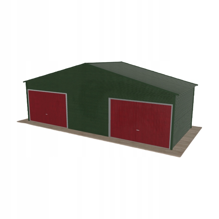 Plechová garáž 8.5x3.5 m dvoupolohová, dvouspádová, zelená