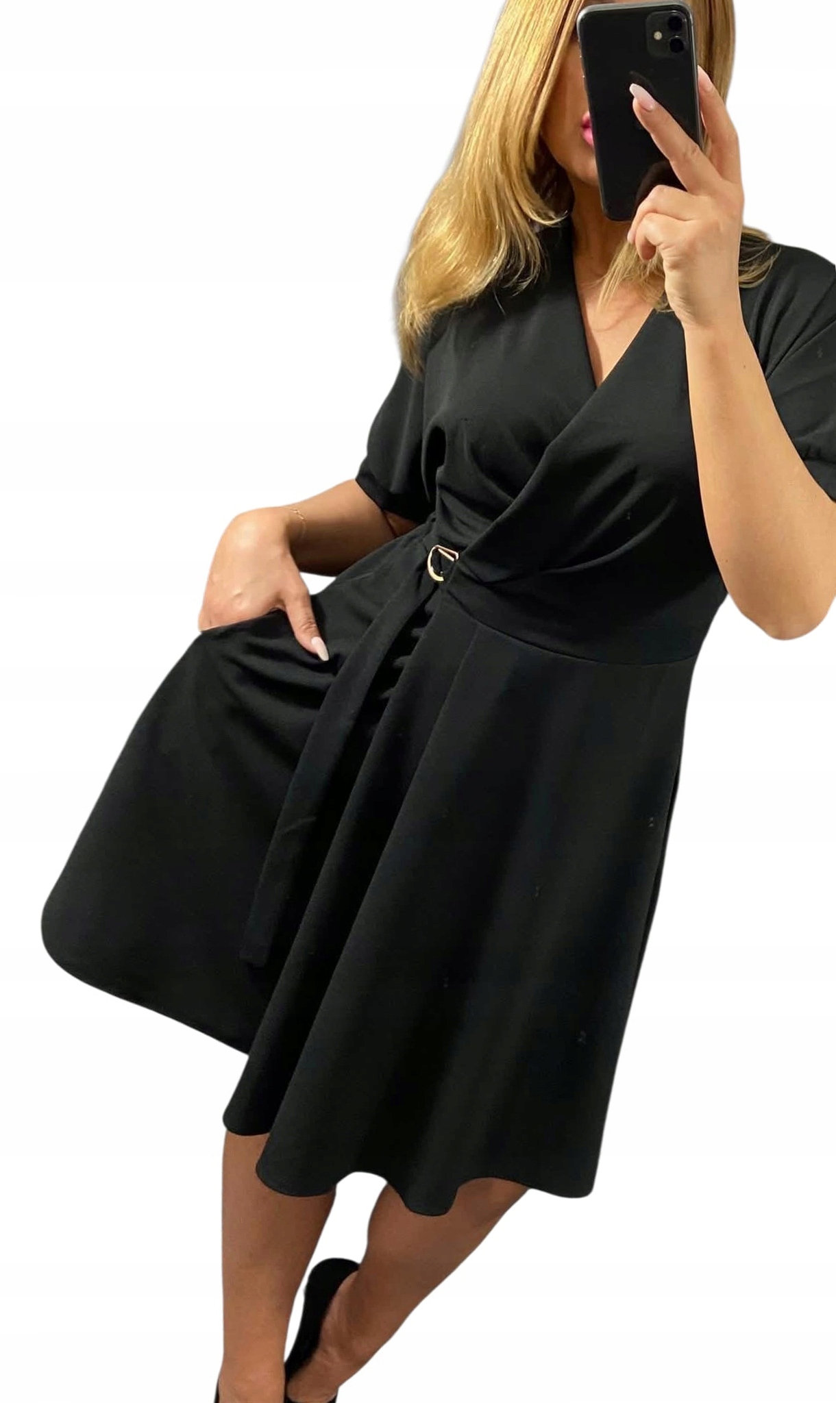 V0008 Šaty S Přezkou Černá vel. 44 (2XL)