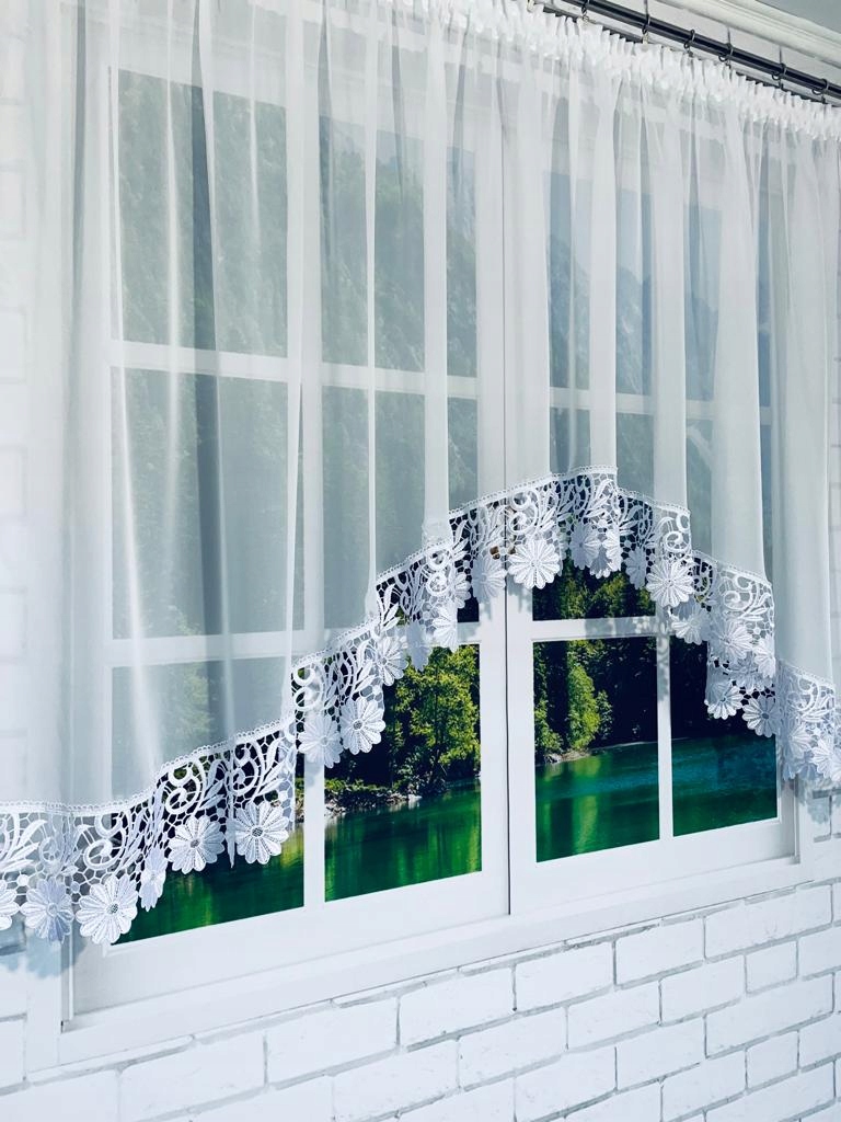 

Firana gotowa 400x180,łuk,woal,gipiura15cm kwiatek