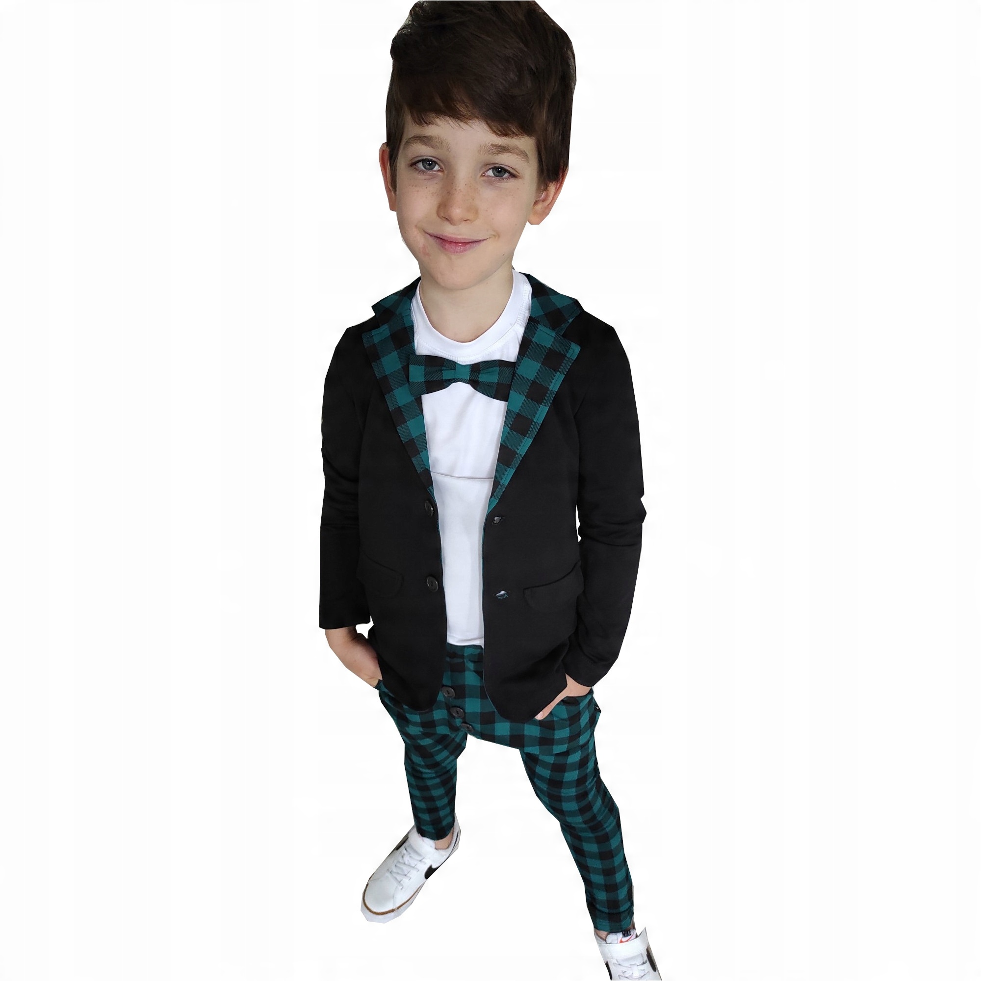 

Marynarka czerń butelkowa krata Style Kids 128