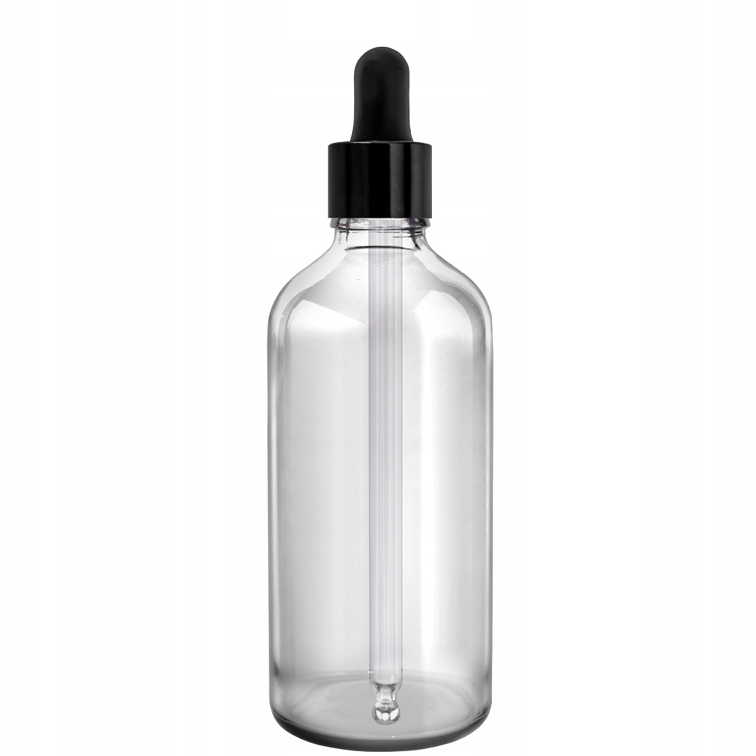 

Butelka Szklana 100ML Bezbarwna Z Pipetą Czarną