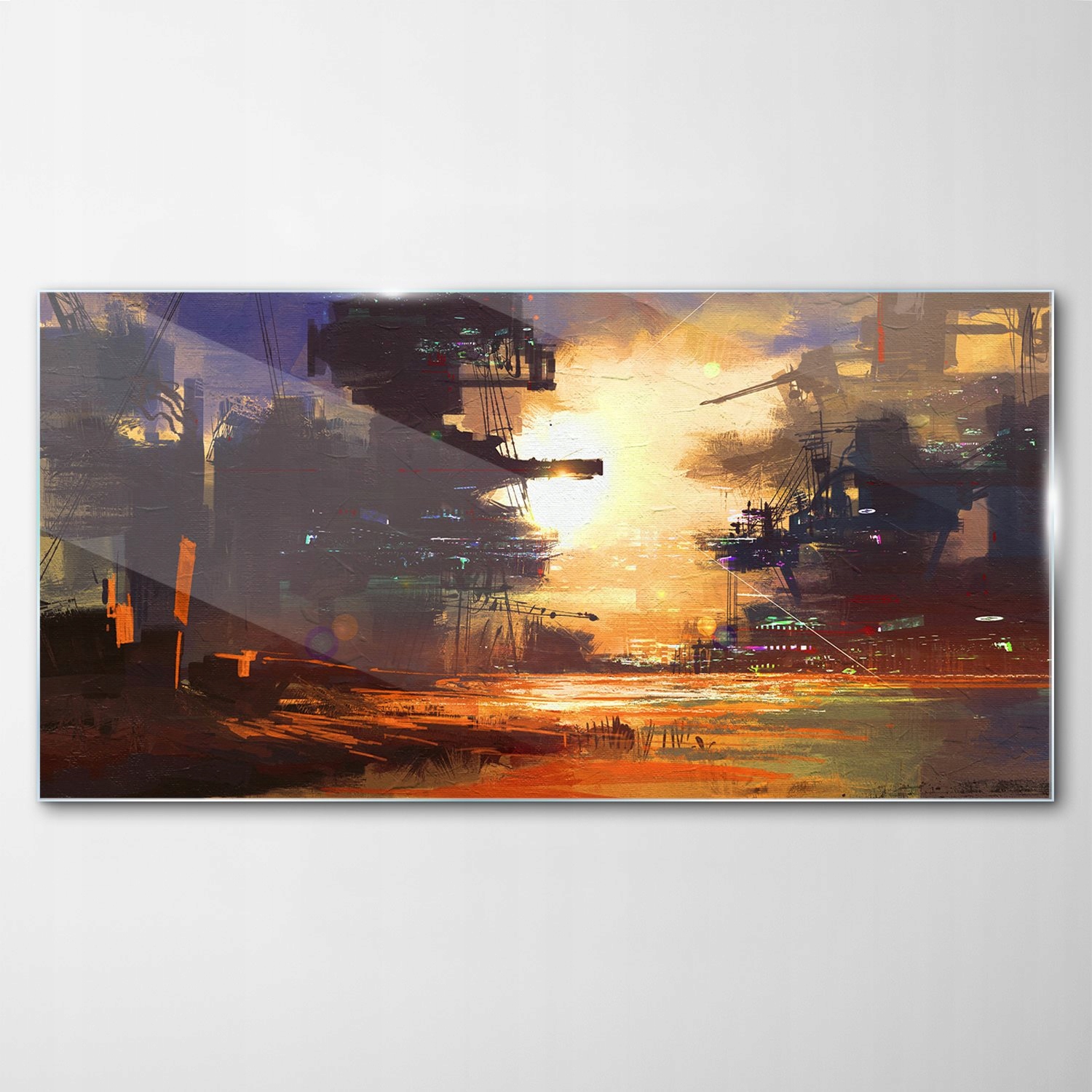 Tvrdený sklenený obraz SciFi Západ slnka 100x50