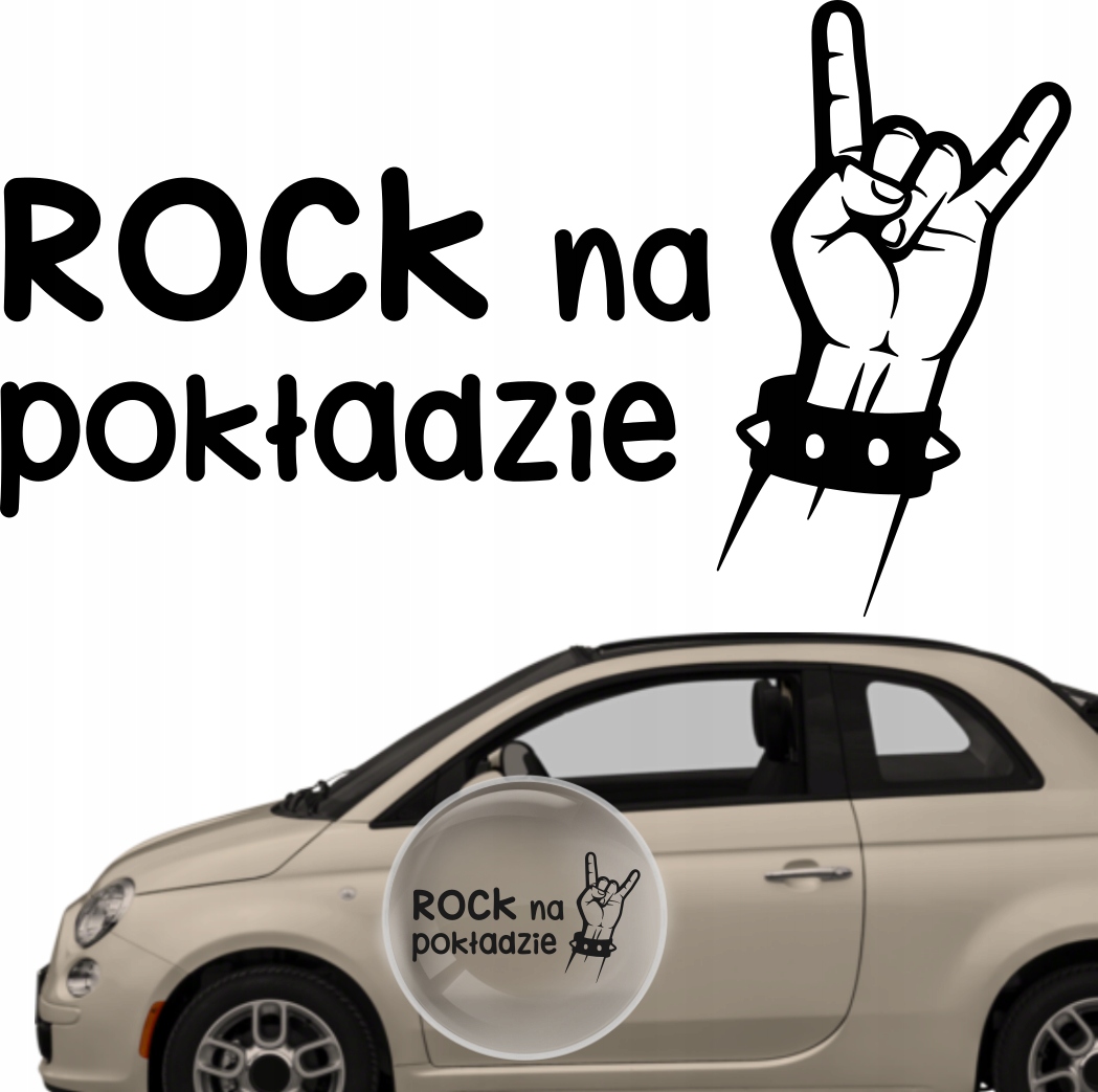 

Naklejka na samochód Rock na pokładzie, wlepa 15cm