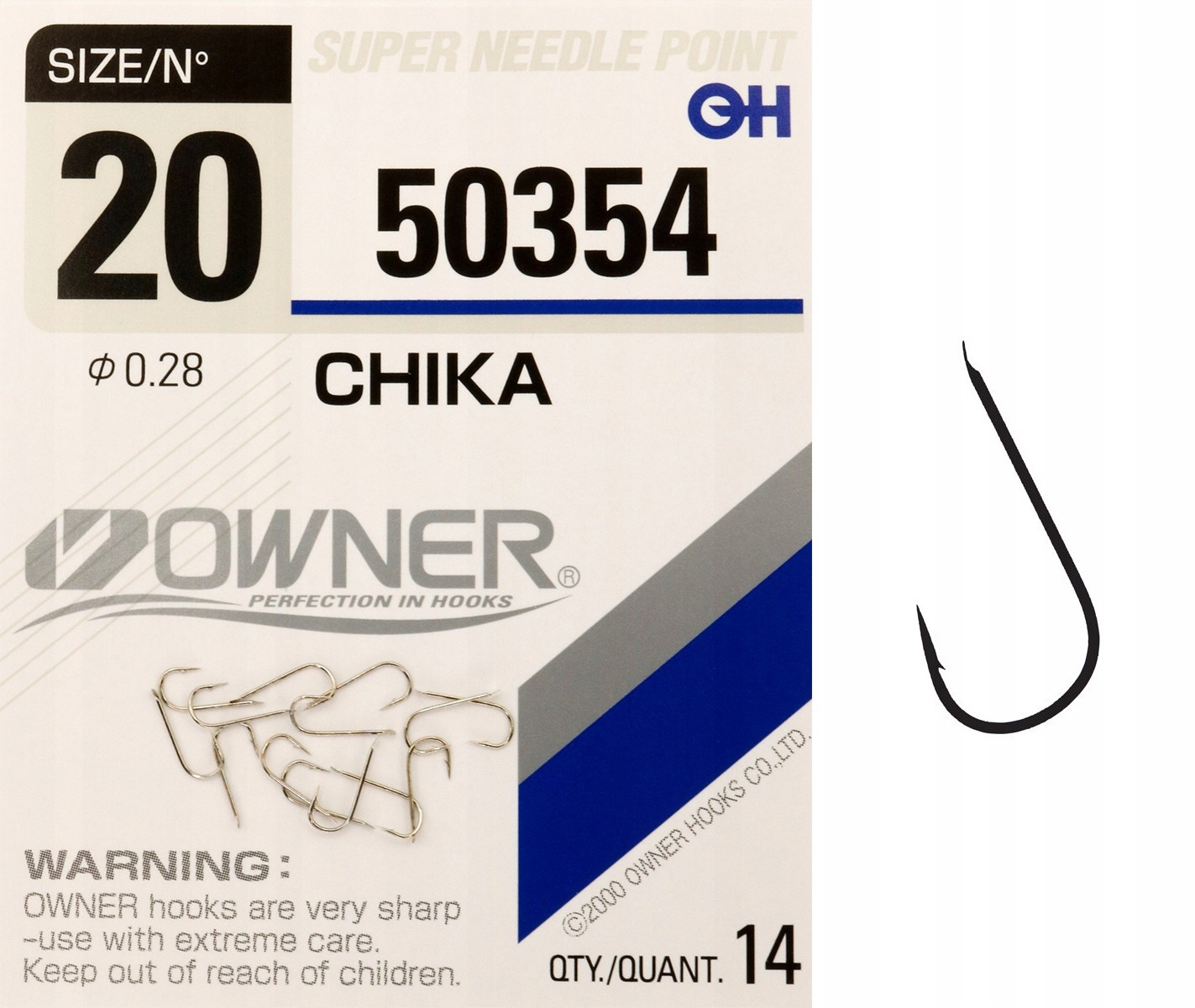 Haczyki z łopatką Owner Chika srebrny nikiel r. 20