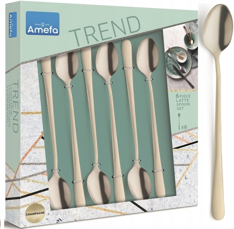 

Amefa 6 Austin Długie Łyżeczki Jasne Złote Latte
