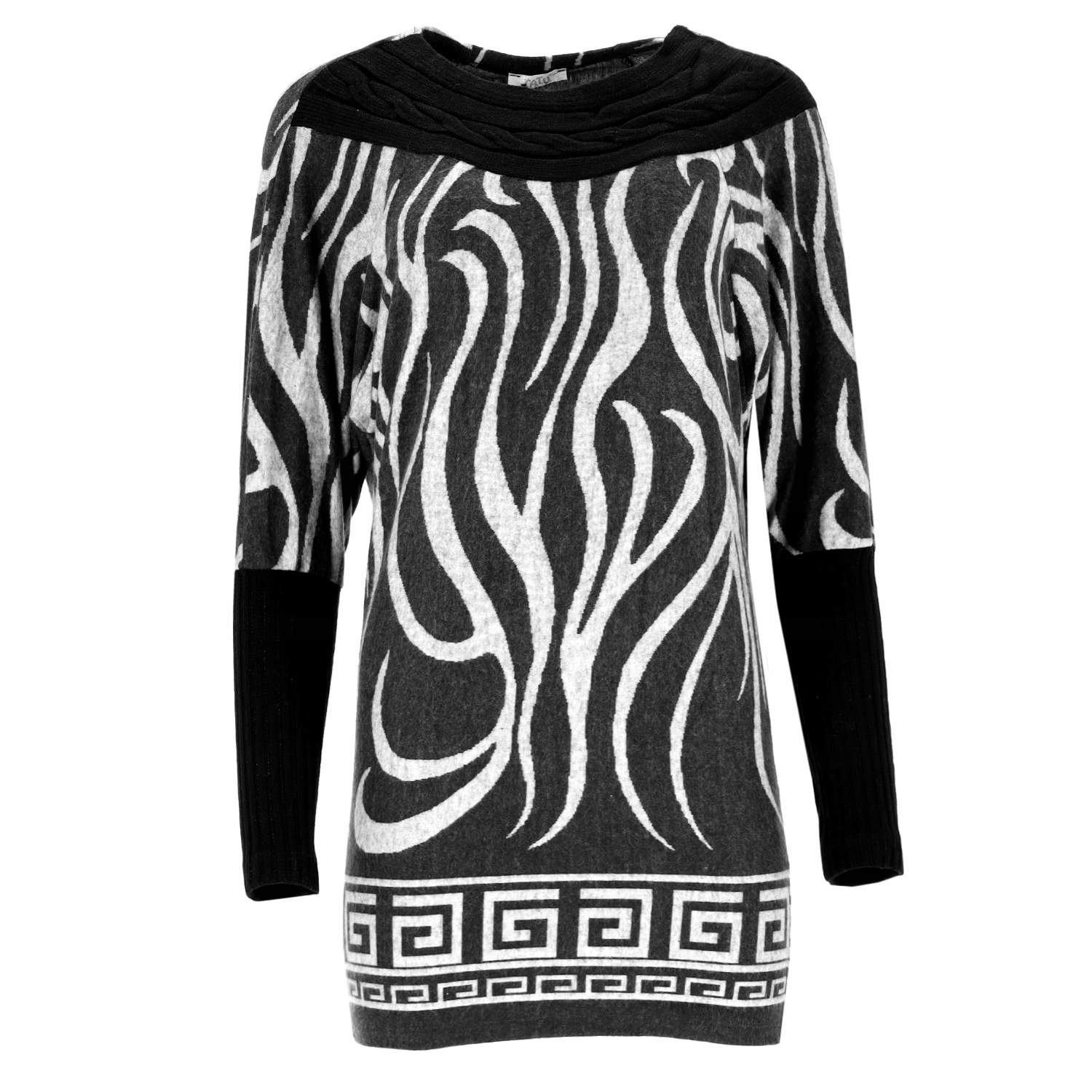 Tunika Šaty Dámské, Úzké, Elegantní S Dlouhým Rukávem A Vzory