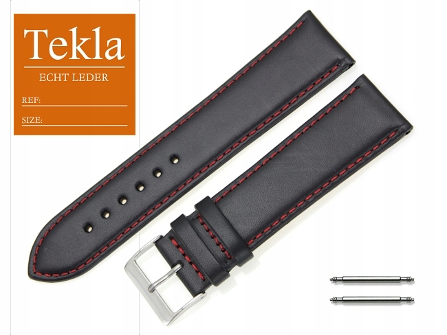 TEKLA XL pasek skórzany przedłużany czarny +T 24mm Model PT68-1RE-24XL