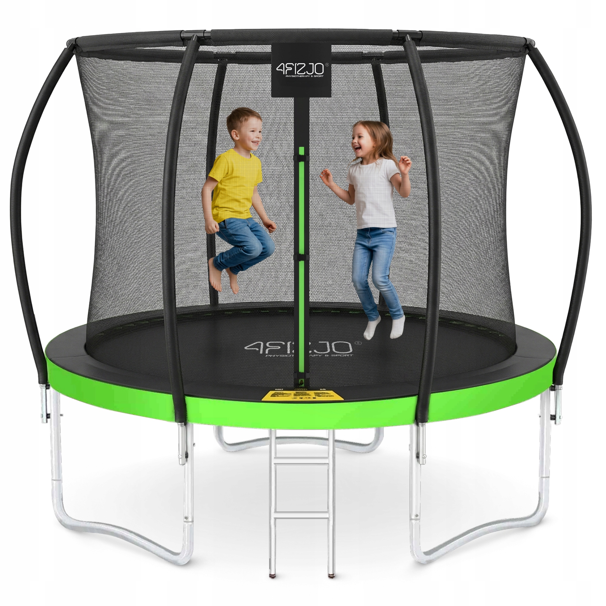 Trampolina Ogrodowa Domowa Dla Dzieci Do Ogrodu Z Siatką Drabinka 8 Ft