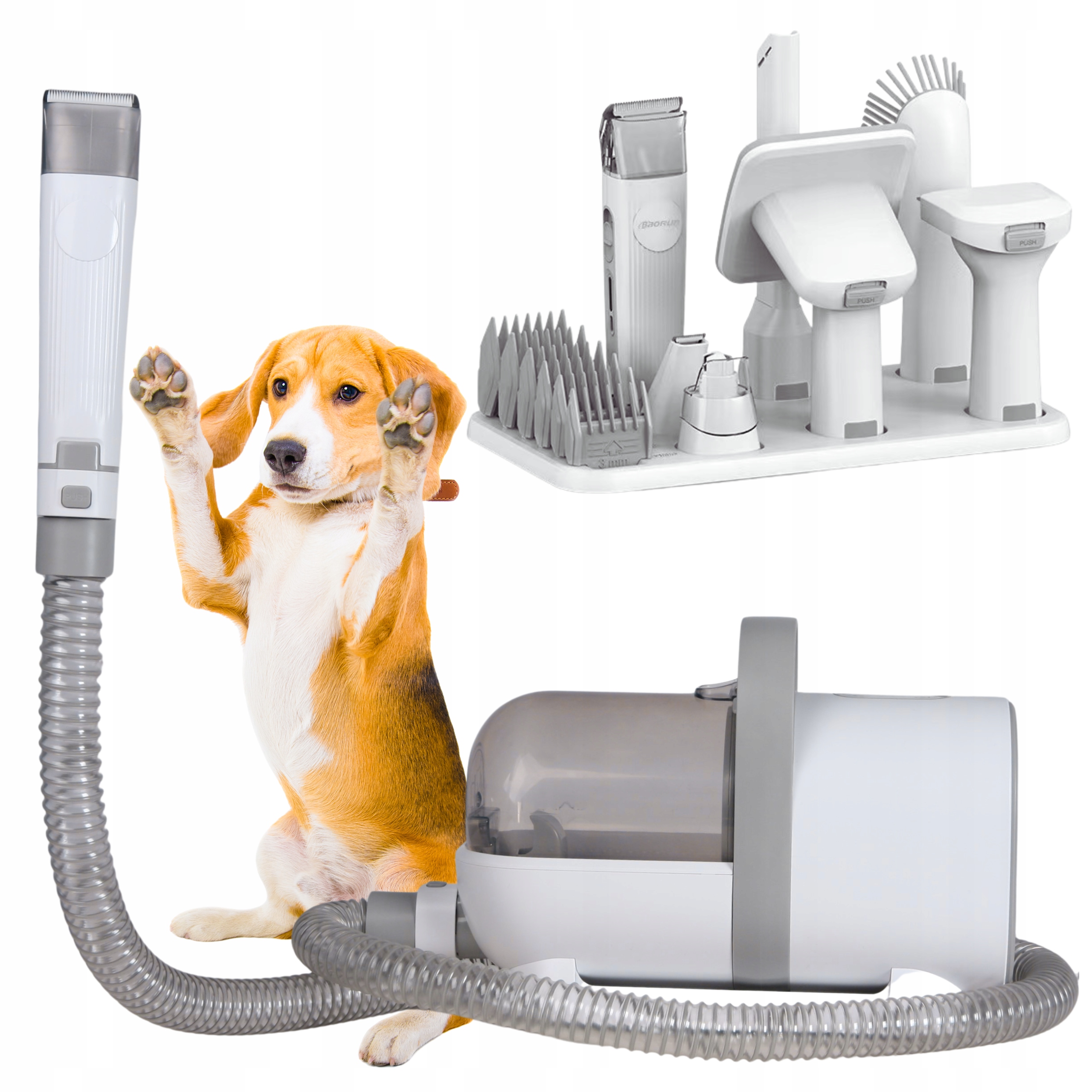 Strojek na stříhání psa vysavačem na srst psů a koček Sada 8v1 Tichá