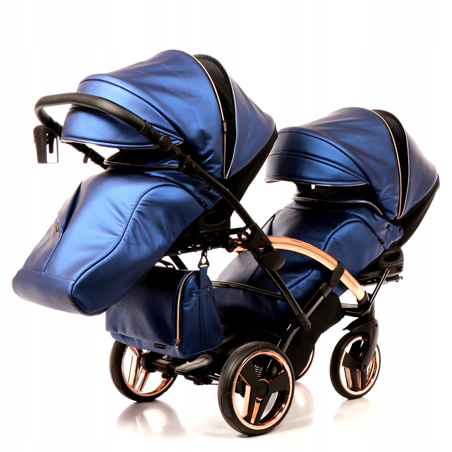 JUNAMA Fluo Duo Slim wózek dla bliźniaków 3w1 Niebieski 01 Model JUNAMA Fluo Line DUO 3w1