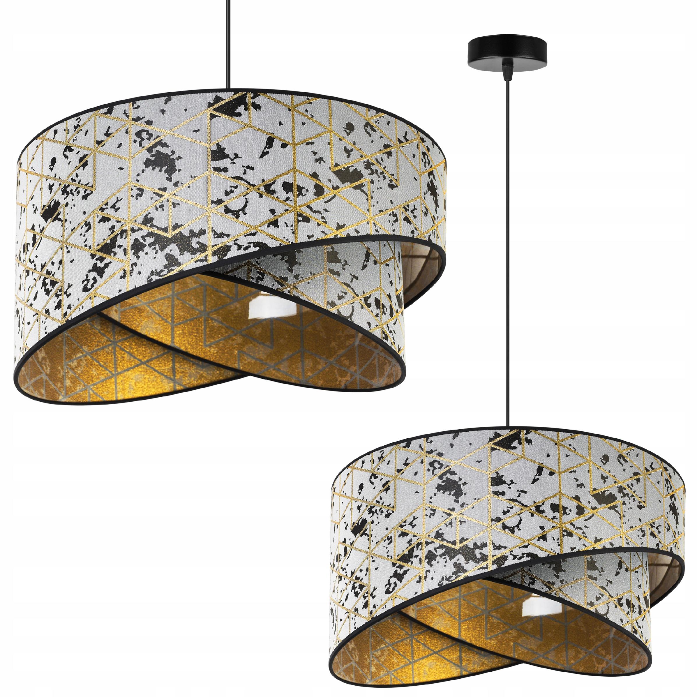 Stropná Závesná Lampa Luster Jedno Tienidlo Glamour Zlaté Nad Stôl