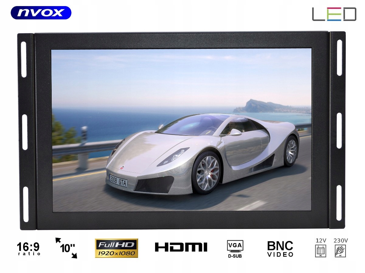 Monitor open frame ips led 10cali full hd vga hdmi