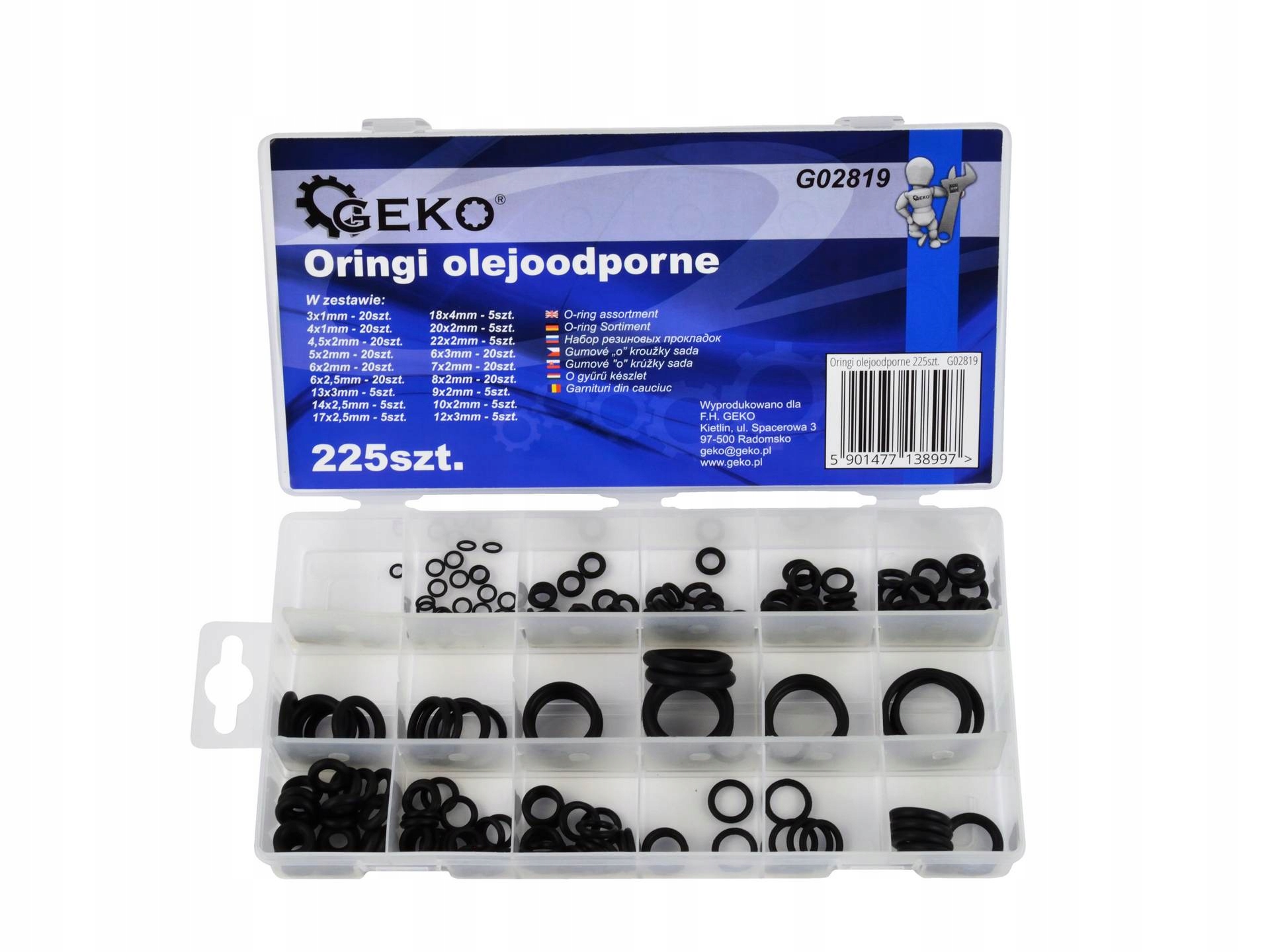 ORINGI OLEJOODPORNE USZCZELKI zestaw 225szt.G02819