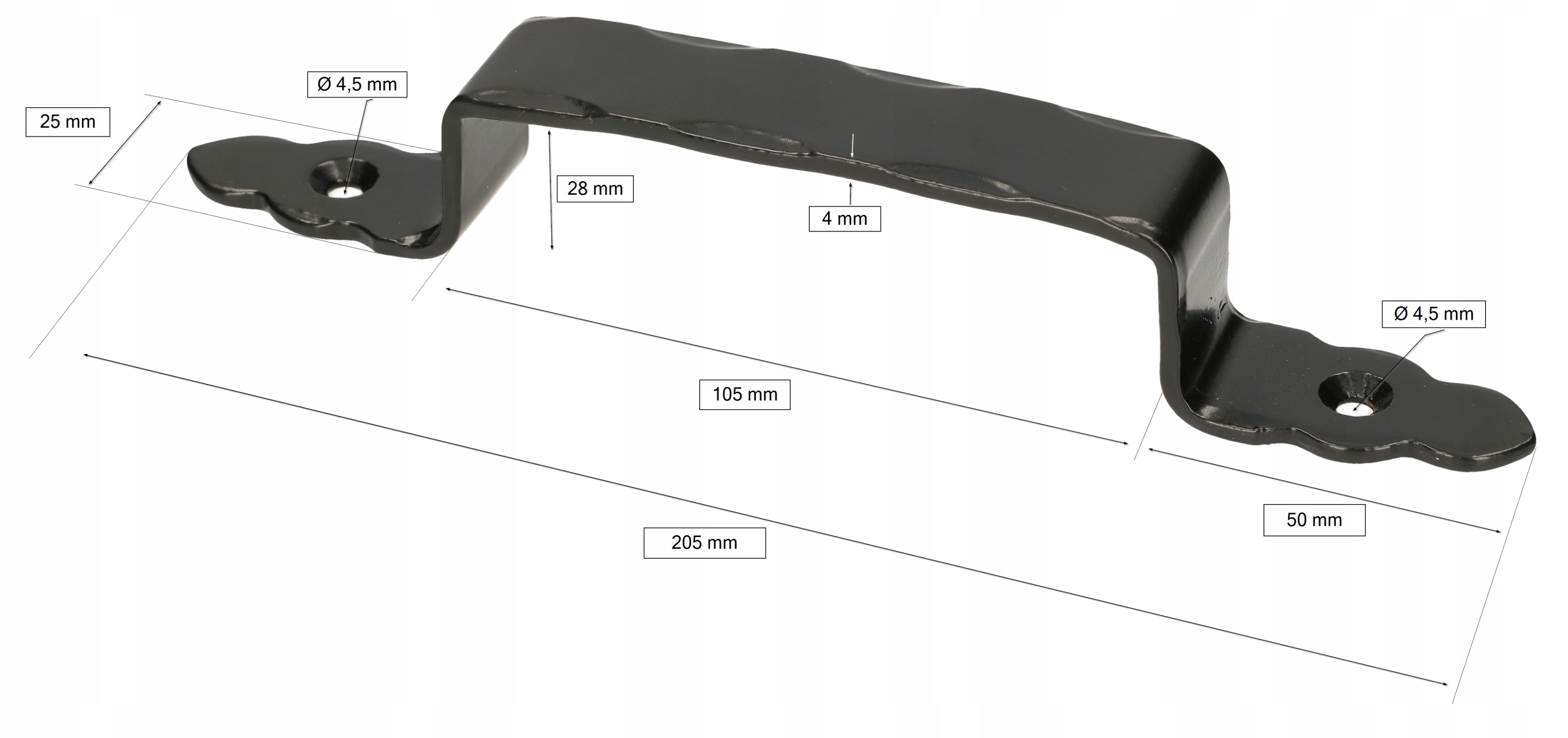 ANTABA CZARNA KUTA 200MM POCHWYT RETRO Kolor czarny