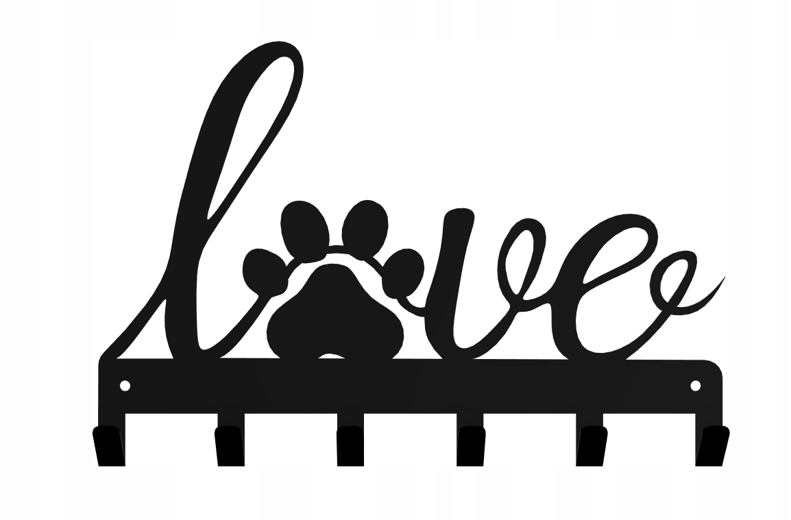 

Wieszak na smycze klucze napis Love Łapka loft
