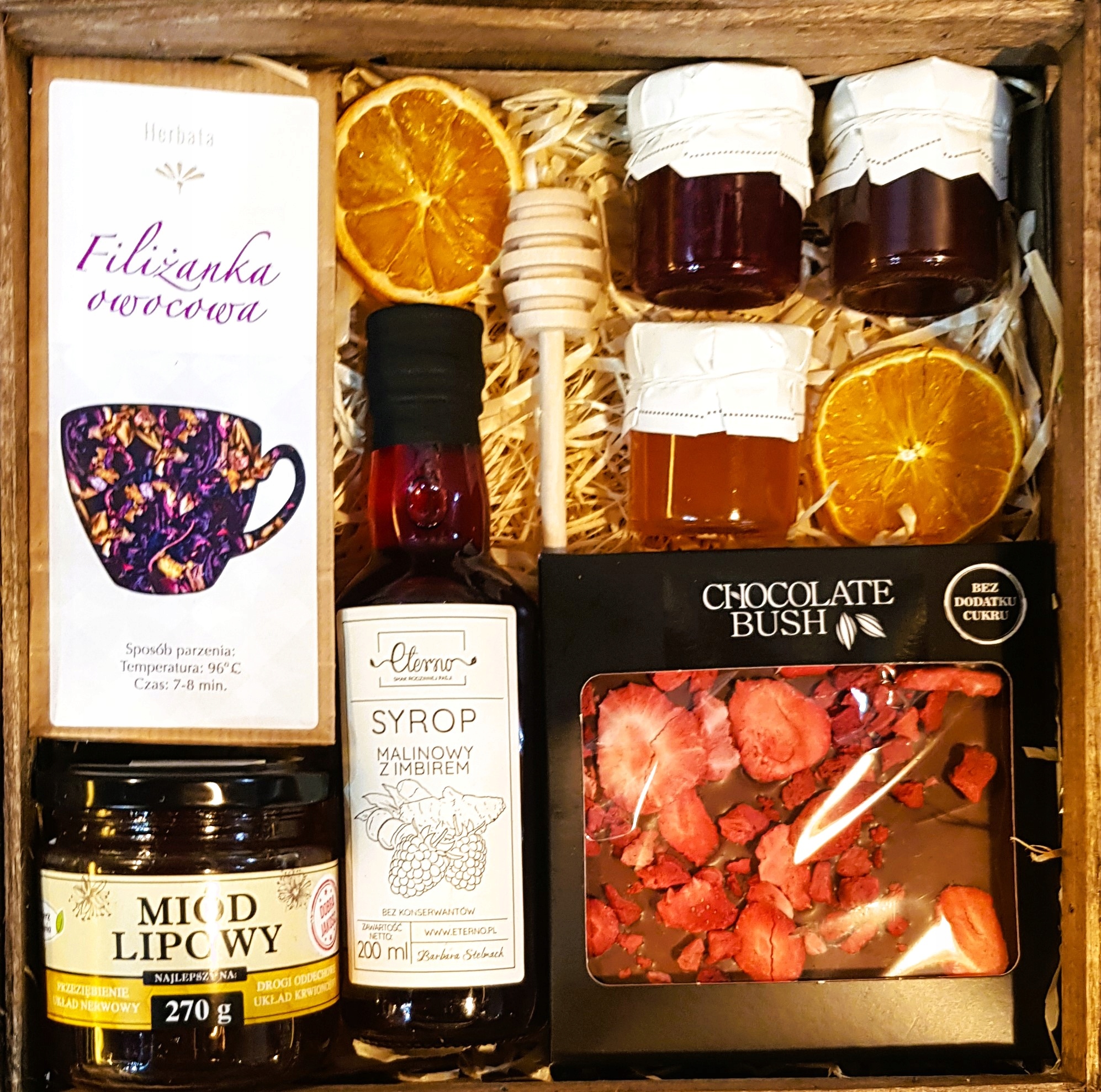 

Kosz Prezentowy Syrop Czekolad Konfiturki