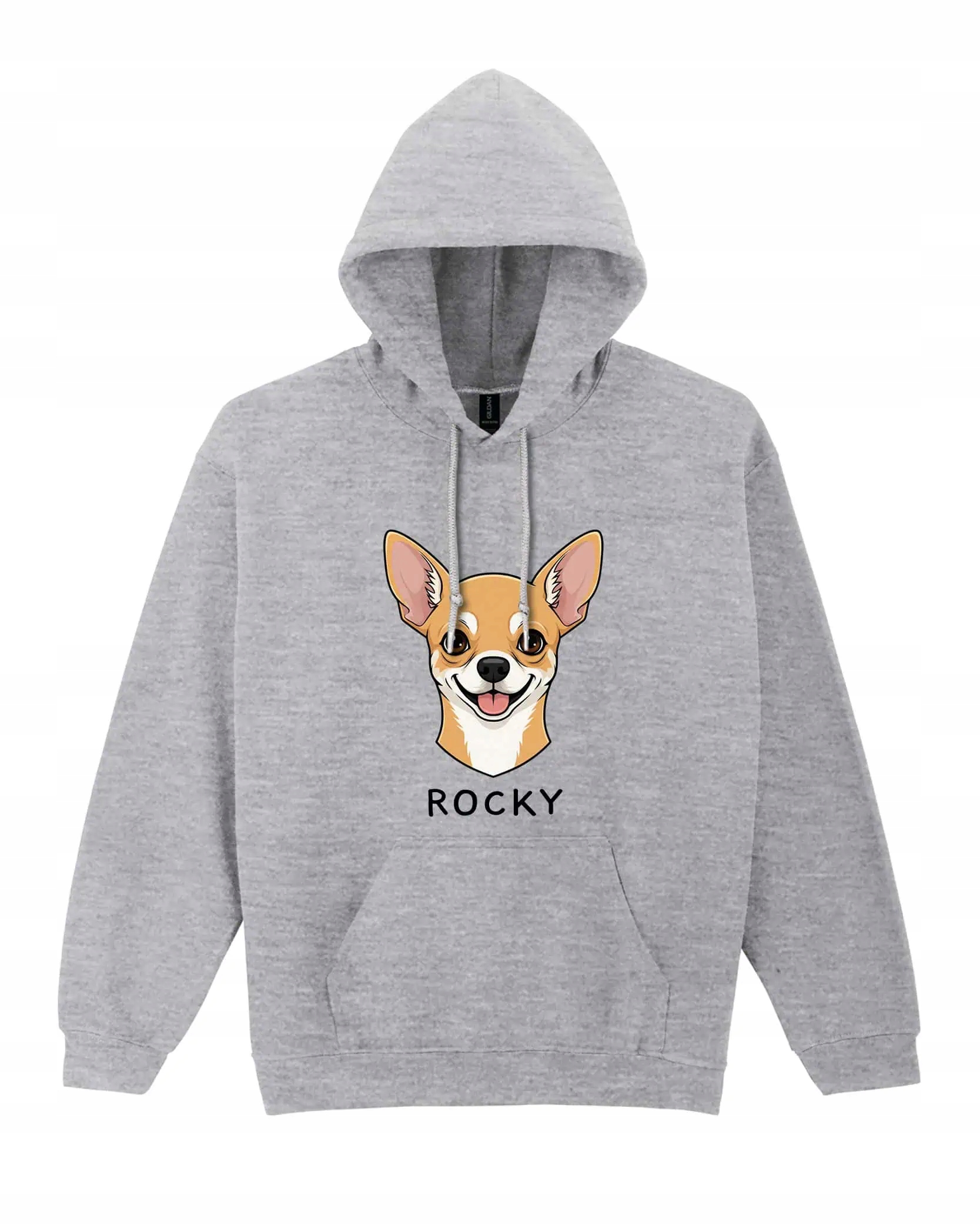 Mikina s kapucí Chihuahua Personalizovaná Pupil Pes Šedá XXL