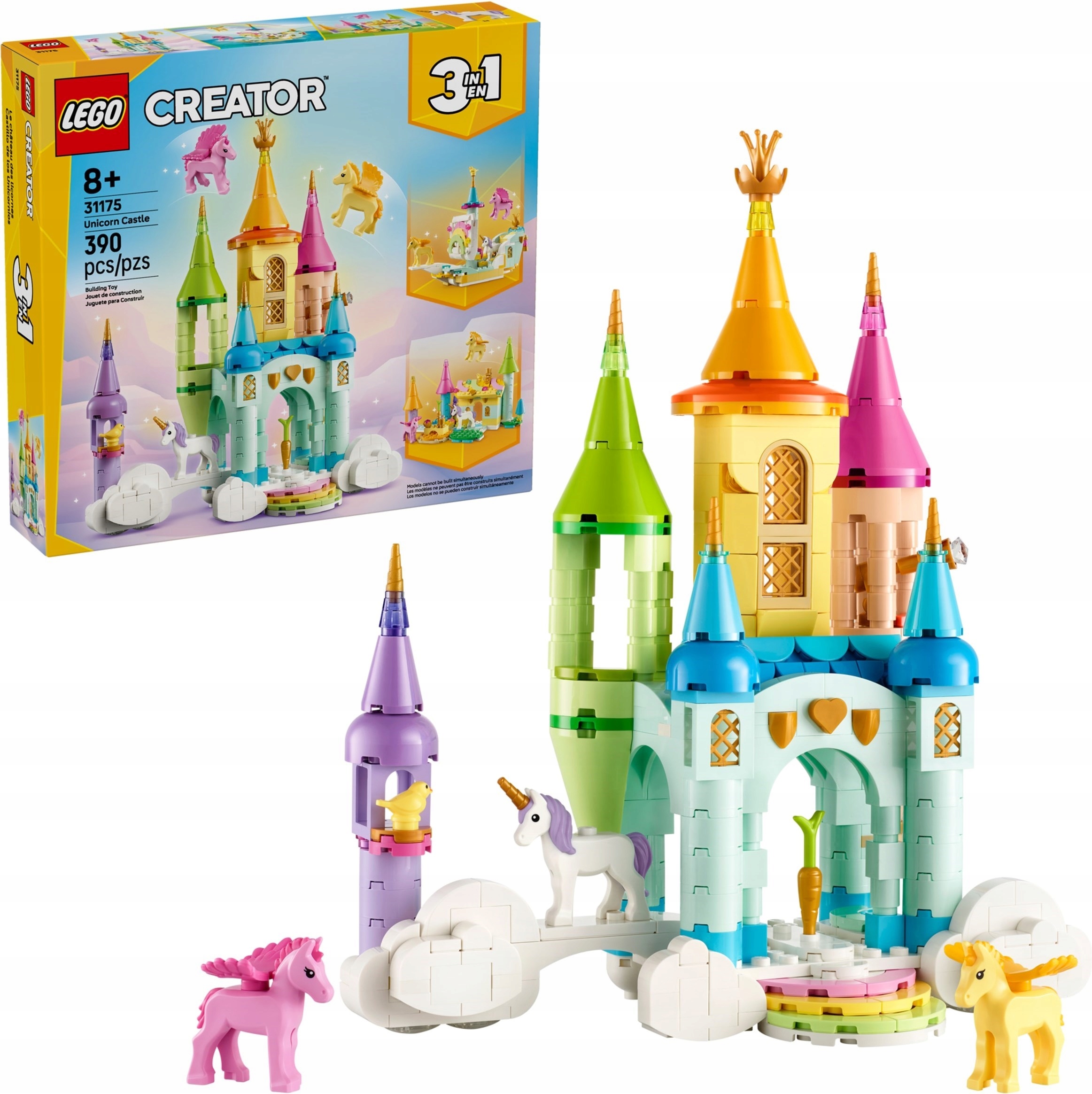 Lego Creator 3v1 31175 Zámek jednorožců Loď Dětské Hřiště 390 dílků 8+
