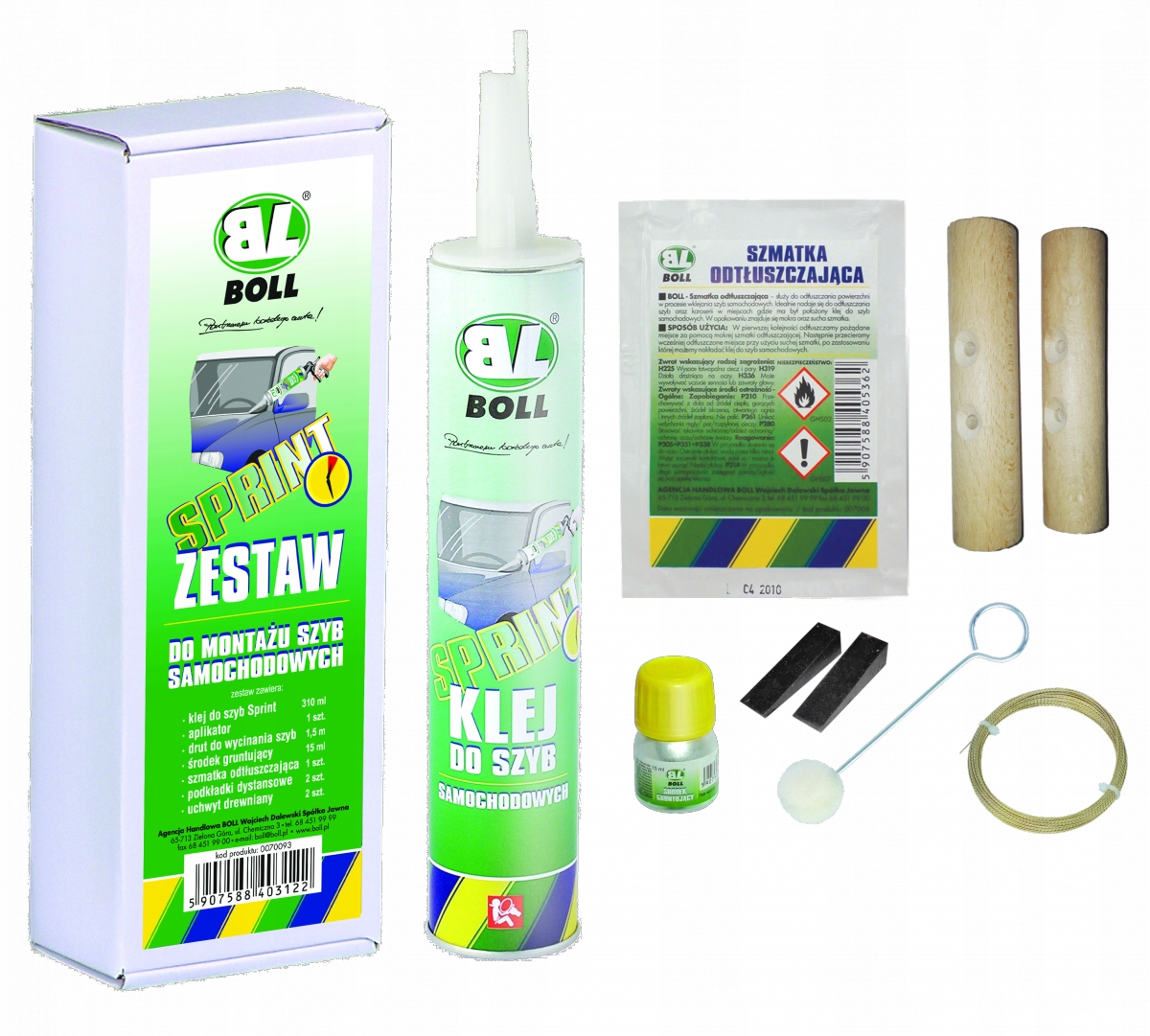 ZESTAW DO MONTAŻU SZYB SAMOCHODOWYCH SPRINT / BOLL LINKA + KLEJ+ APLIKATOR