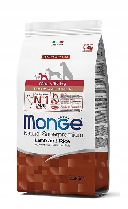 Monge Mini Puppy karma sucha dla szczeniąt Jagnięcina i ryż 2,5 kg