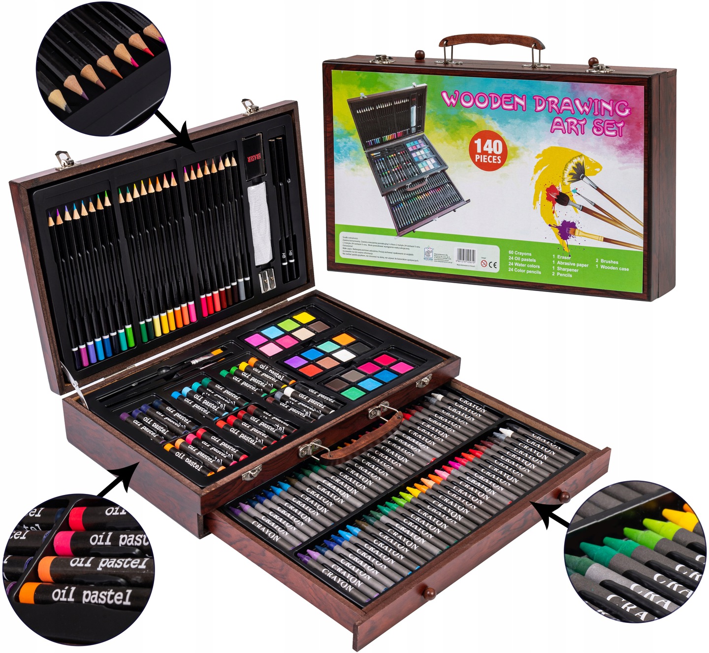 

Wielki Zestaw Artystyczny W Drewnianej Walizce 140