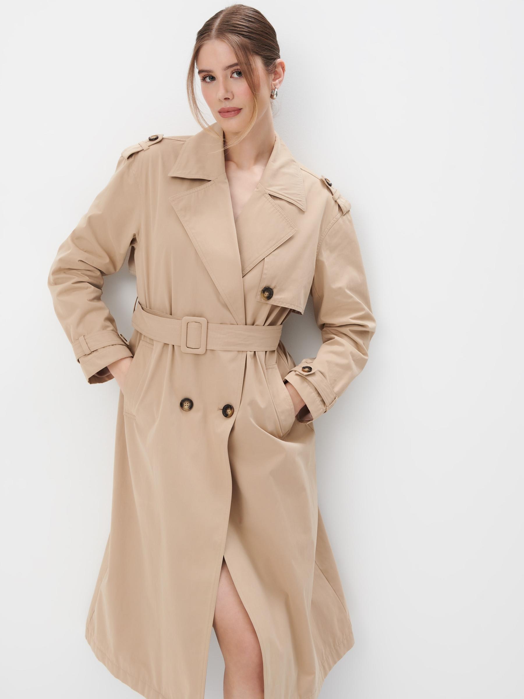 DWURZĘDOWY TRENCZ PŁASZCZ BEŻOWY DŁUGI KLASYCZNY GŁADKI PASEK 40 Kaptur bez kaptura