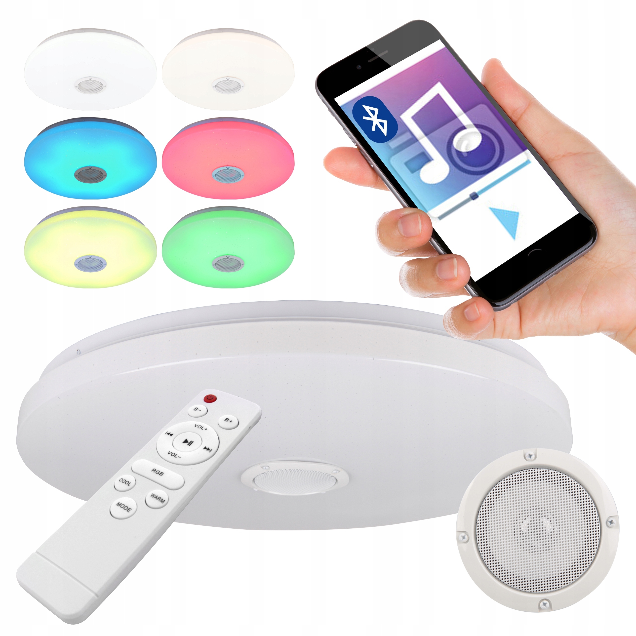 Stropní Svítidlo Led stropní svítidlo 72W 50cm nástěnná Bluetooth Rgb Reproduktor