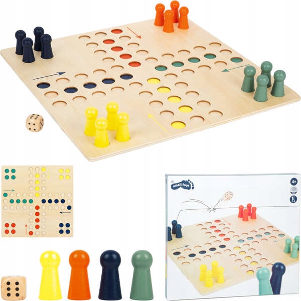 Klasyczny Chińczyk drewniana Gra planszowa 2-4 graczy 45x45 cm Small Foot