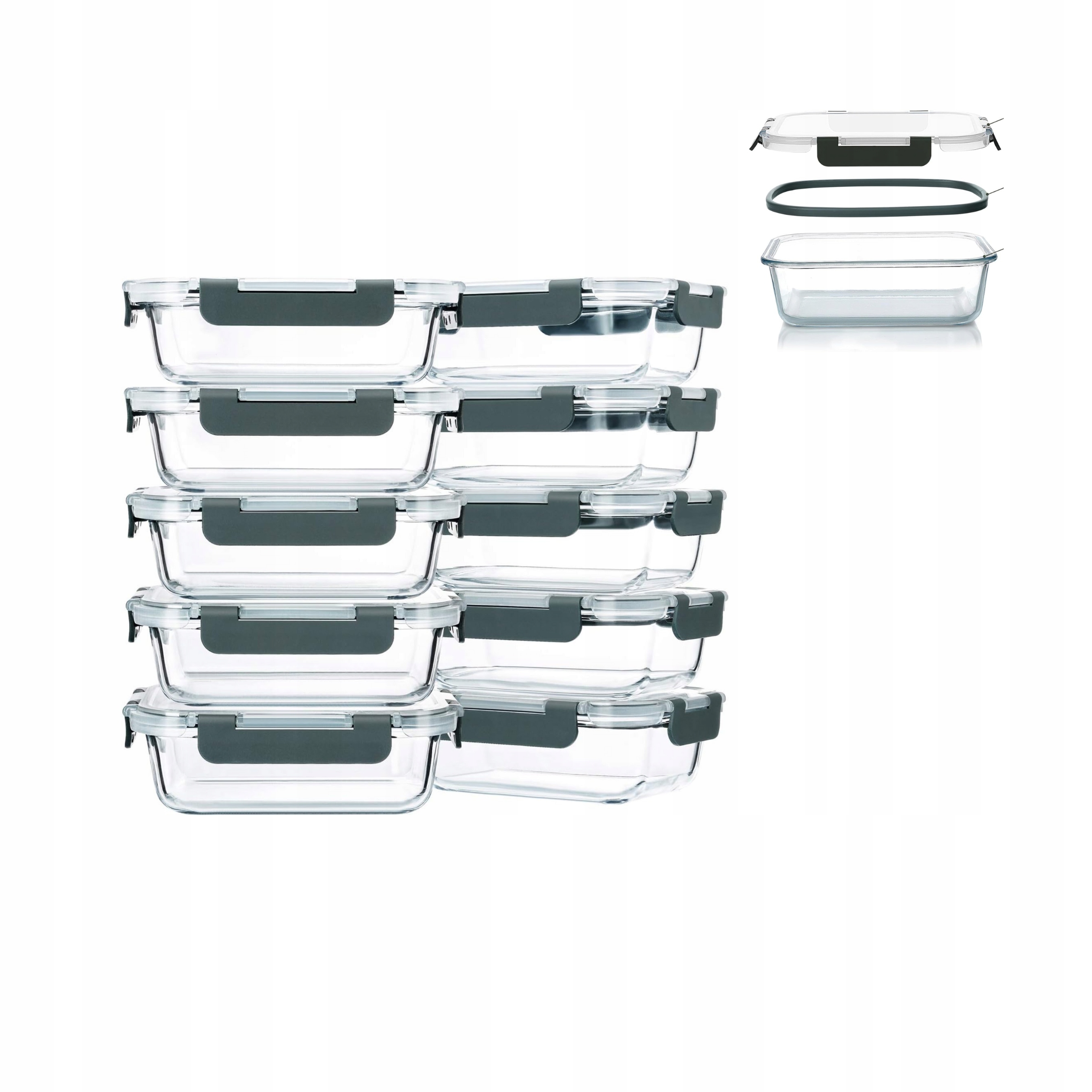 Skleněné nádoby s víkem na potraviny Lunchbox 640 ml 10 Ks