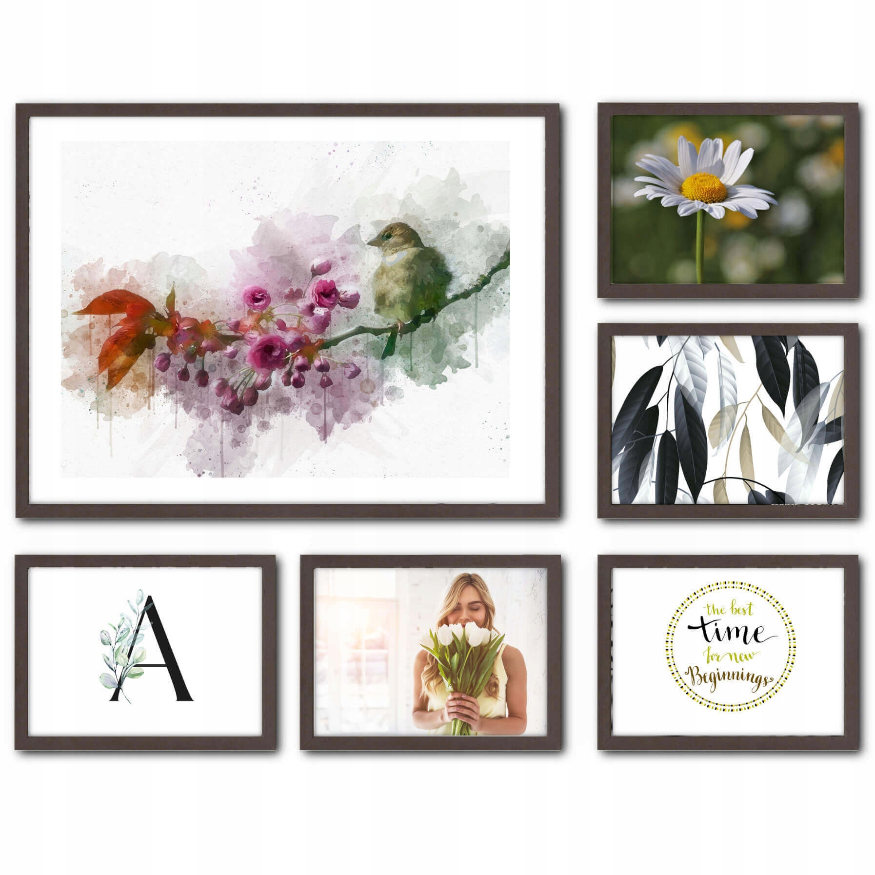 Sada 6 rámků Galerie Rámečky na fotografie Hnědé